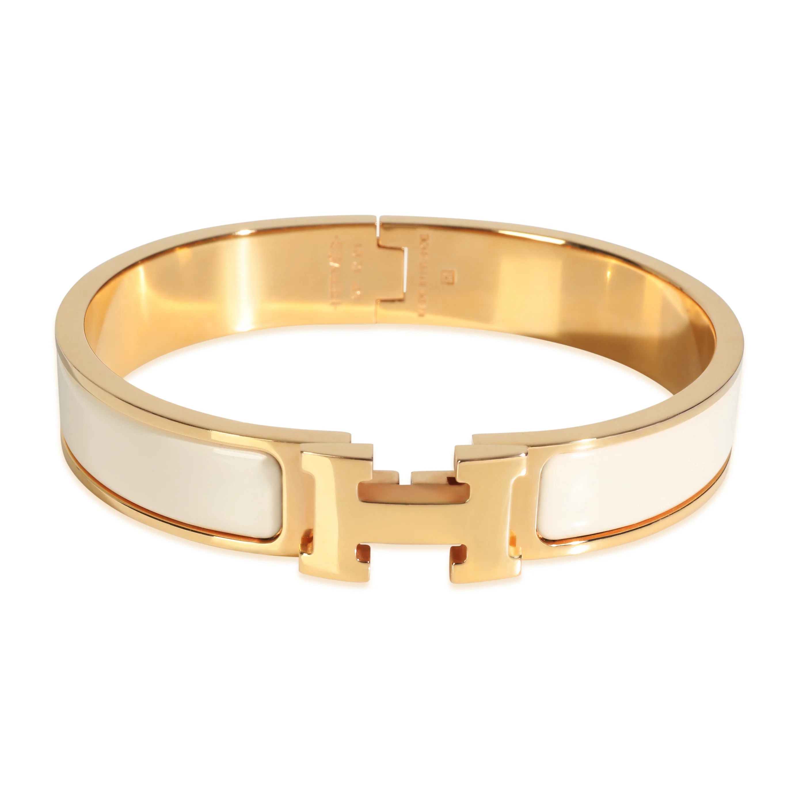 Gold-Plated Clic H In Crème Bracelet