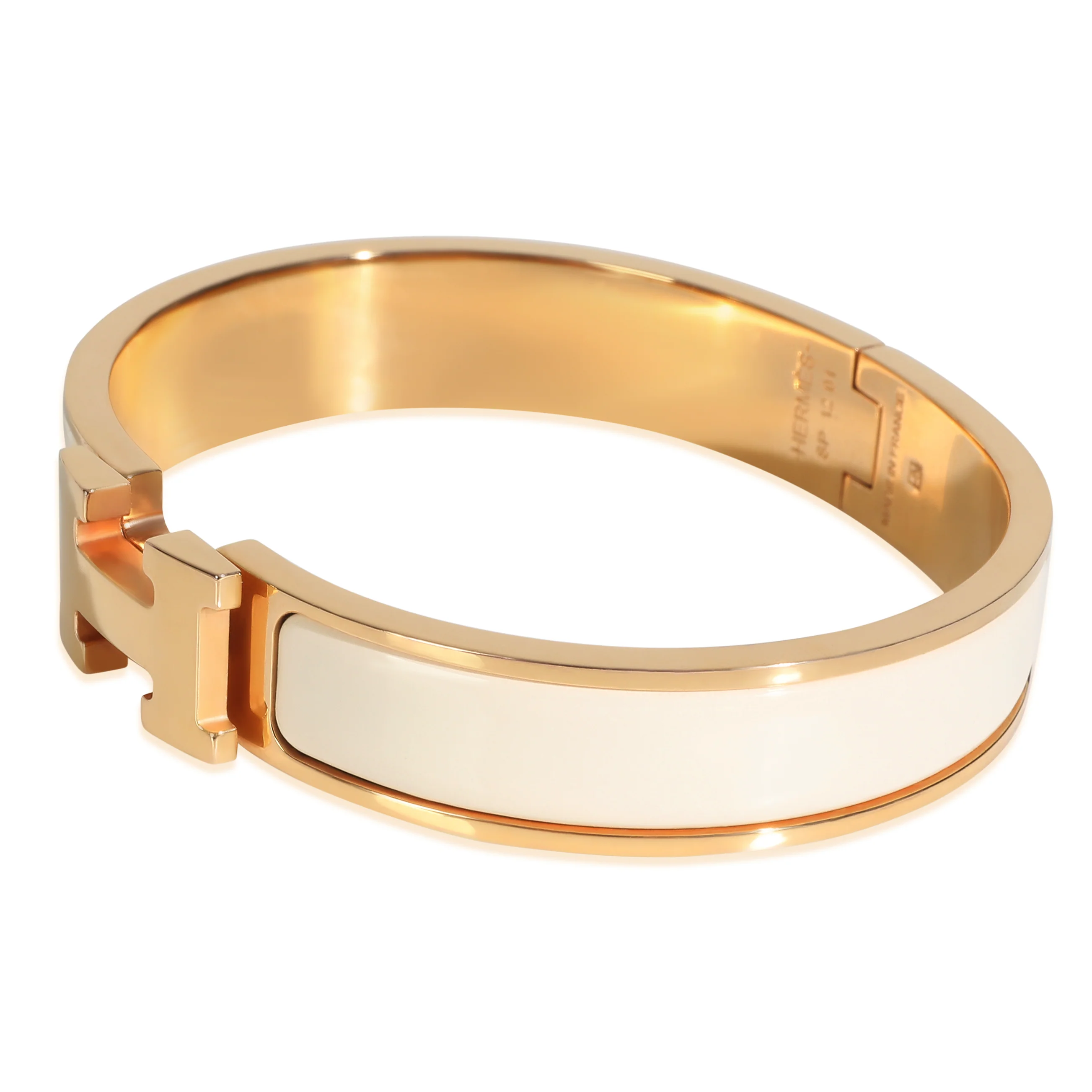 Gold-Plated Clic H In Crème Bracelet - Image 2