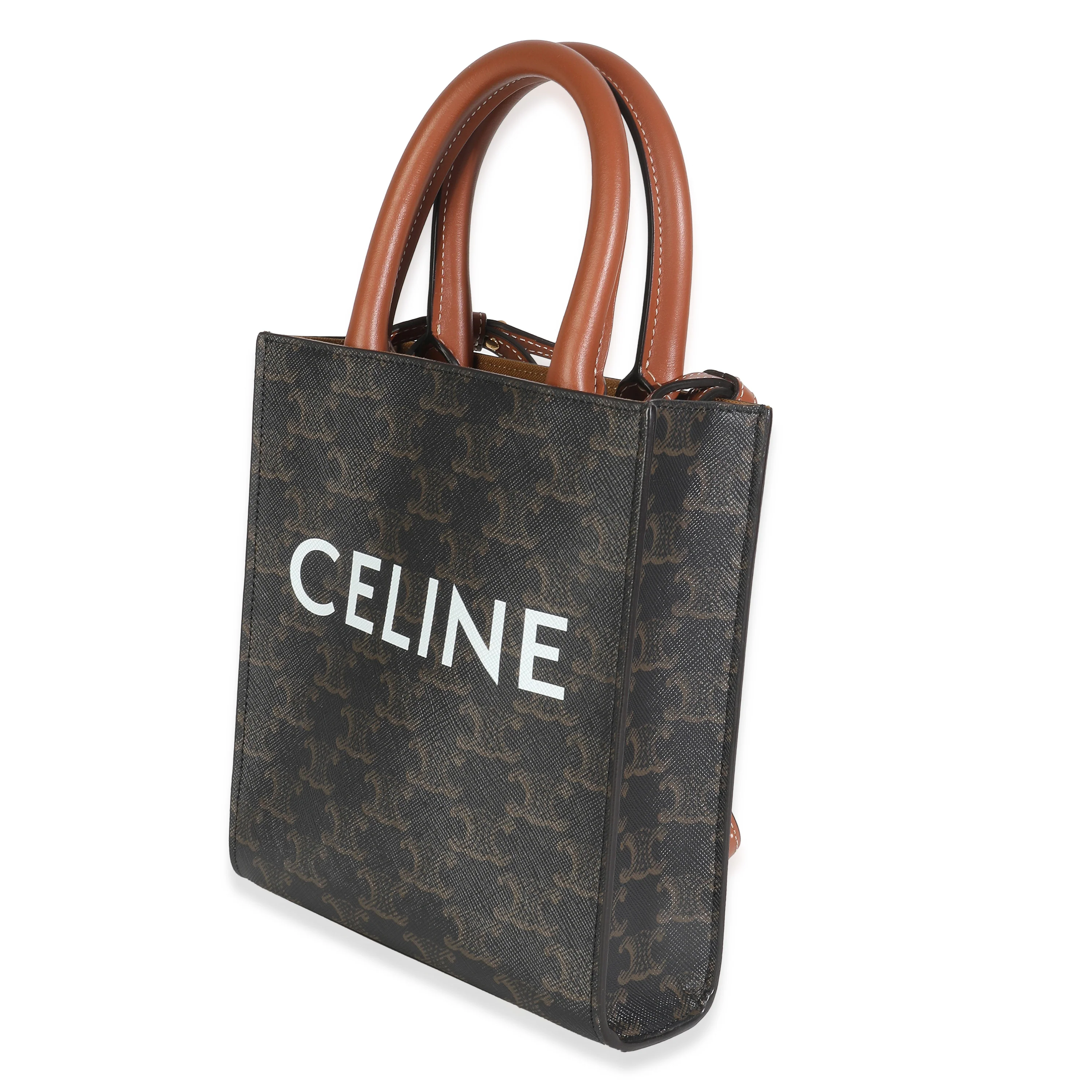 Tan Triomphe Canvas Calfskin Mini Vertical Cabas - Image 2