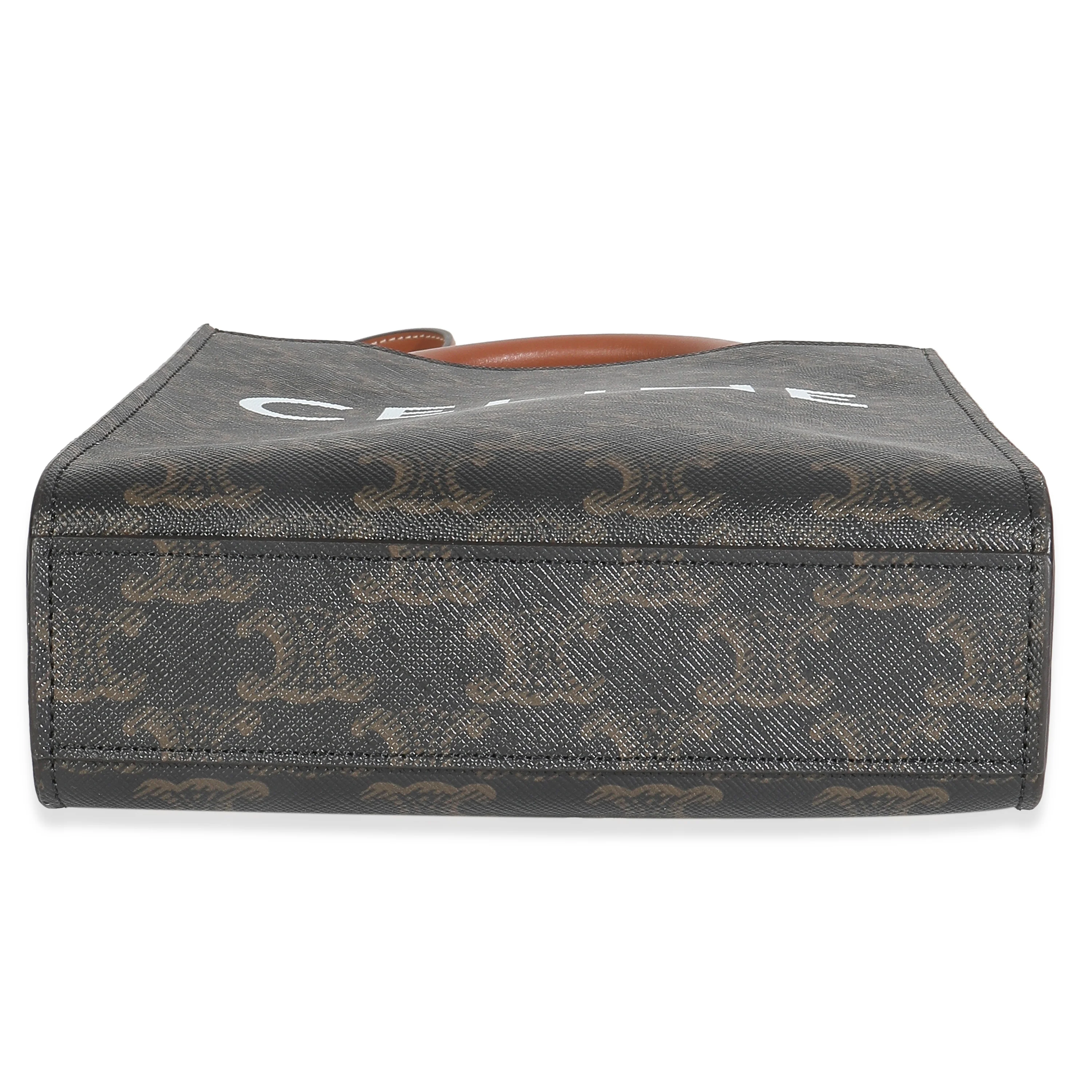 Tan Triomphe Canvas Calfskin Mini Vertical Cabas - Image 5