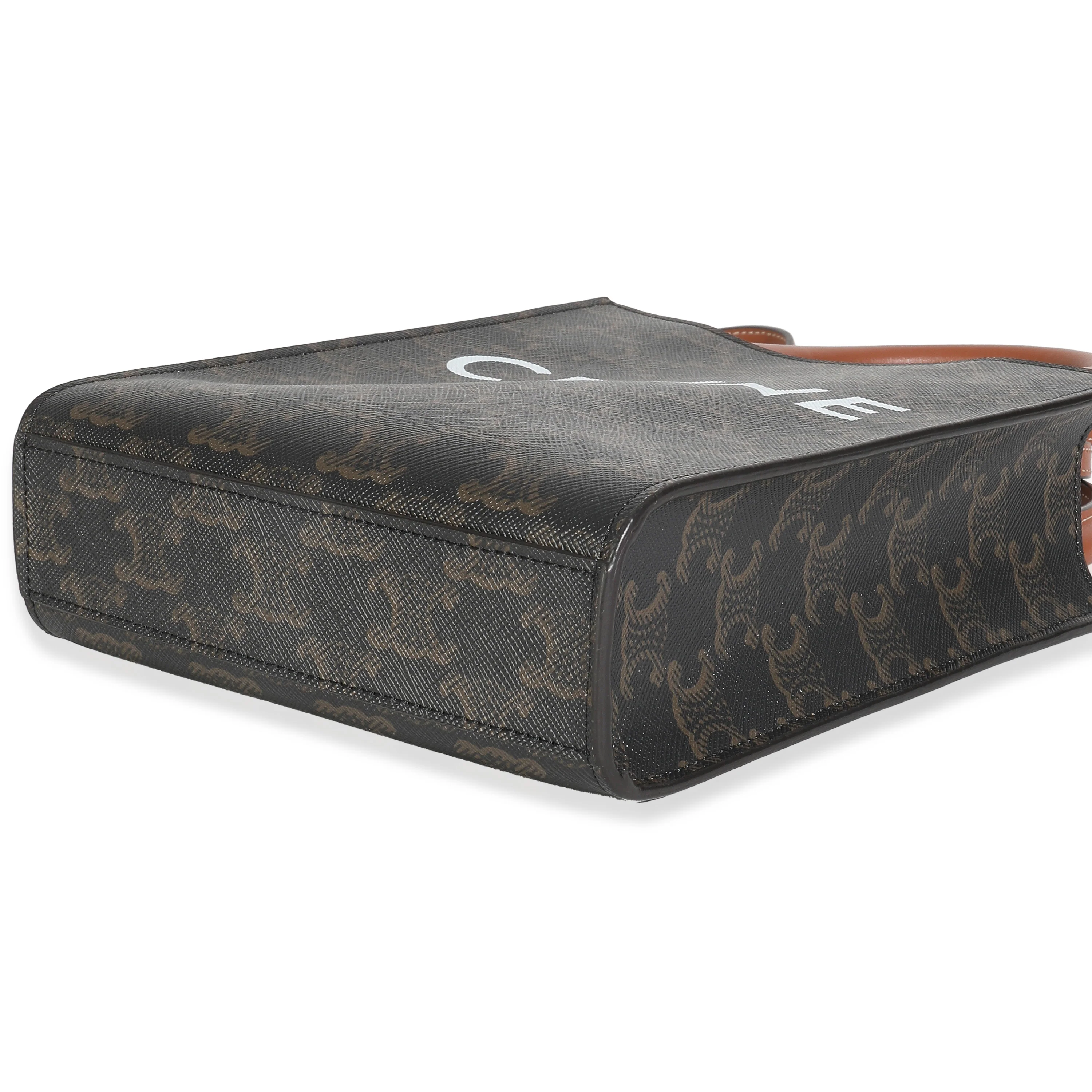 Tan Triomphe Canvas Calfskin Mini Vertical Cabas - Image 7