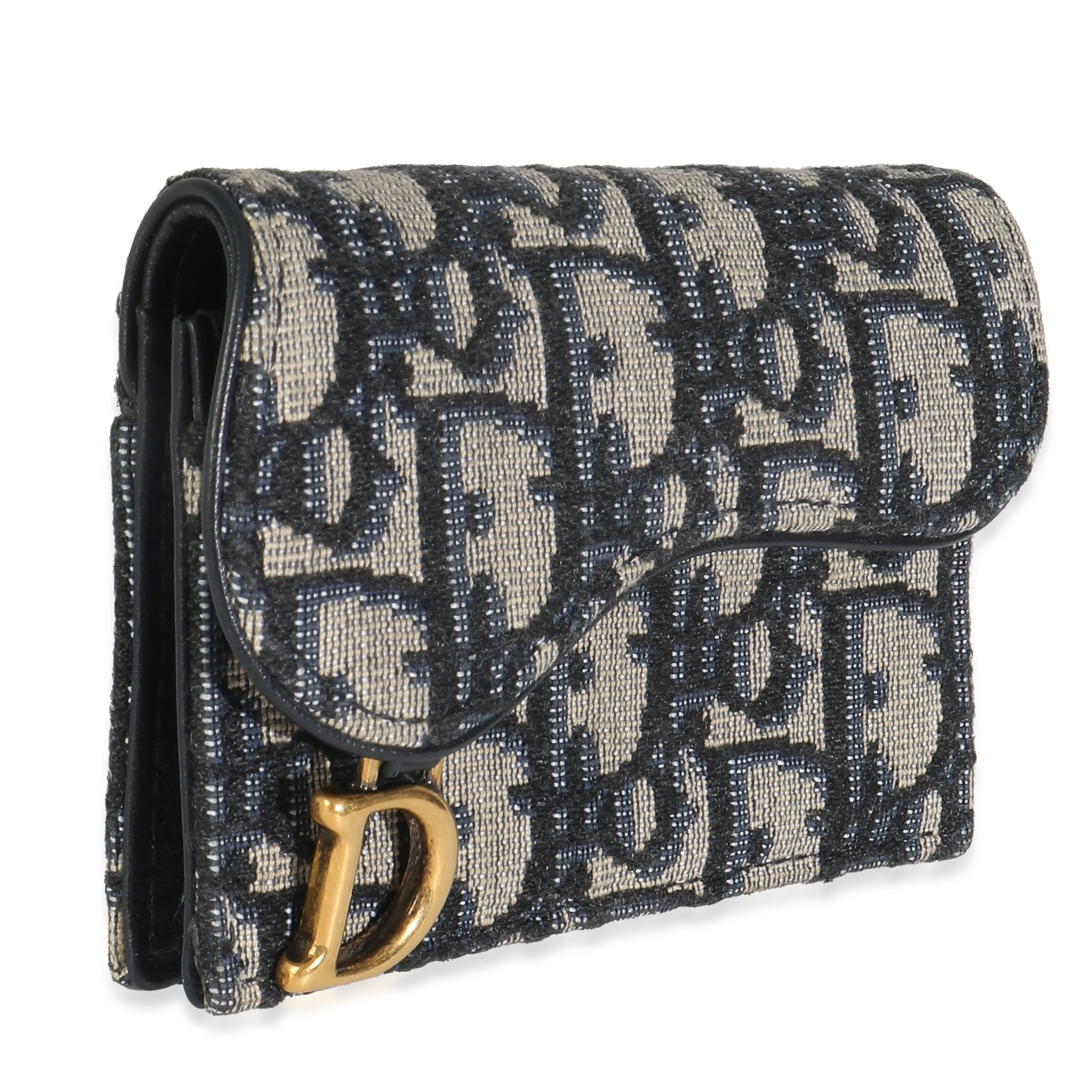 Blue Oblique Canvas Saddle Bloom Card Holder - Image 3
