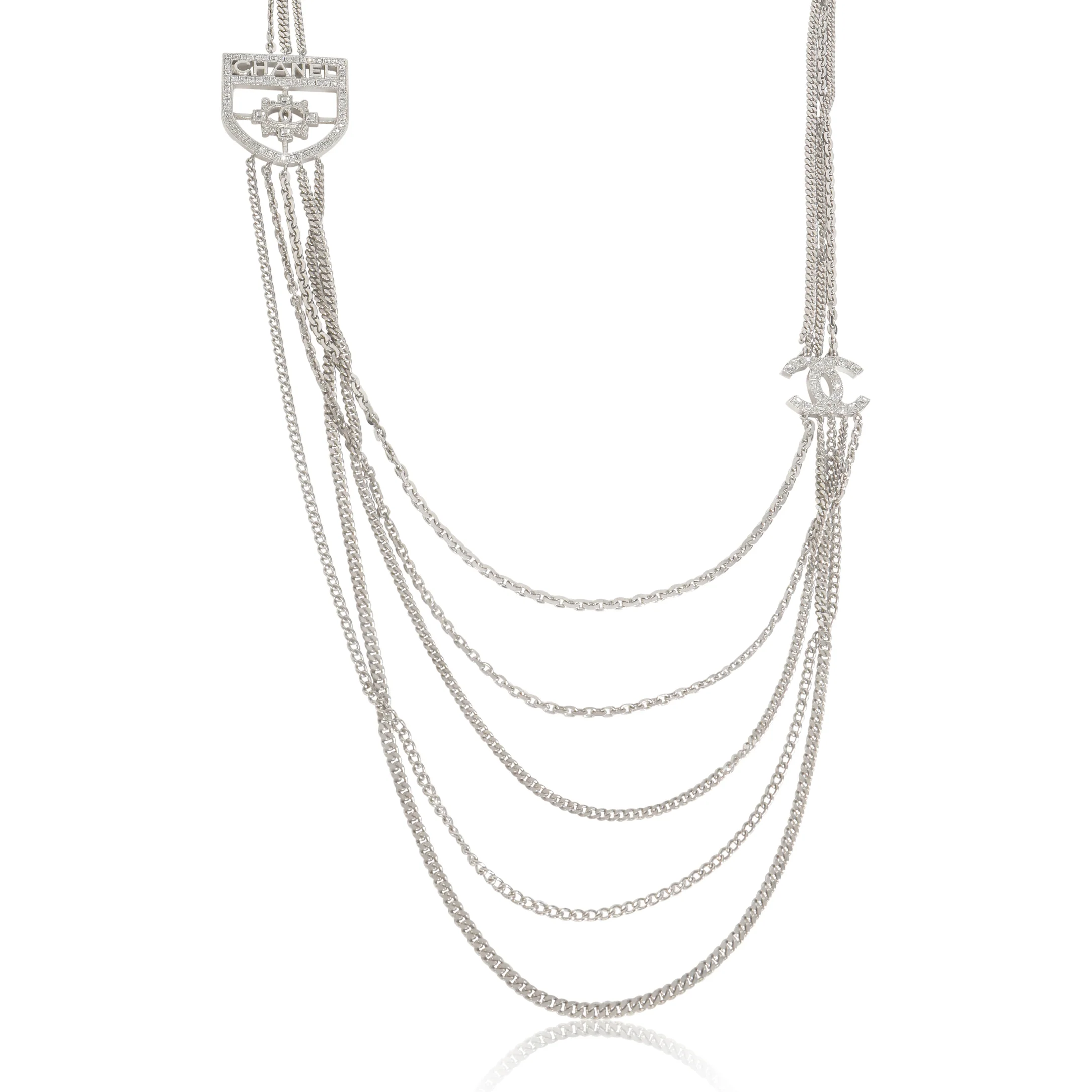 2015 Strass Shield CC Multistrand Necklace
