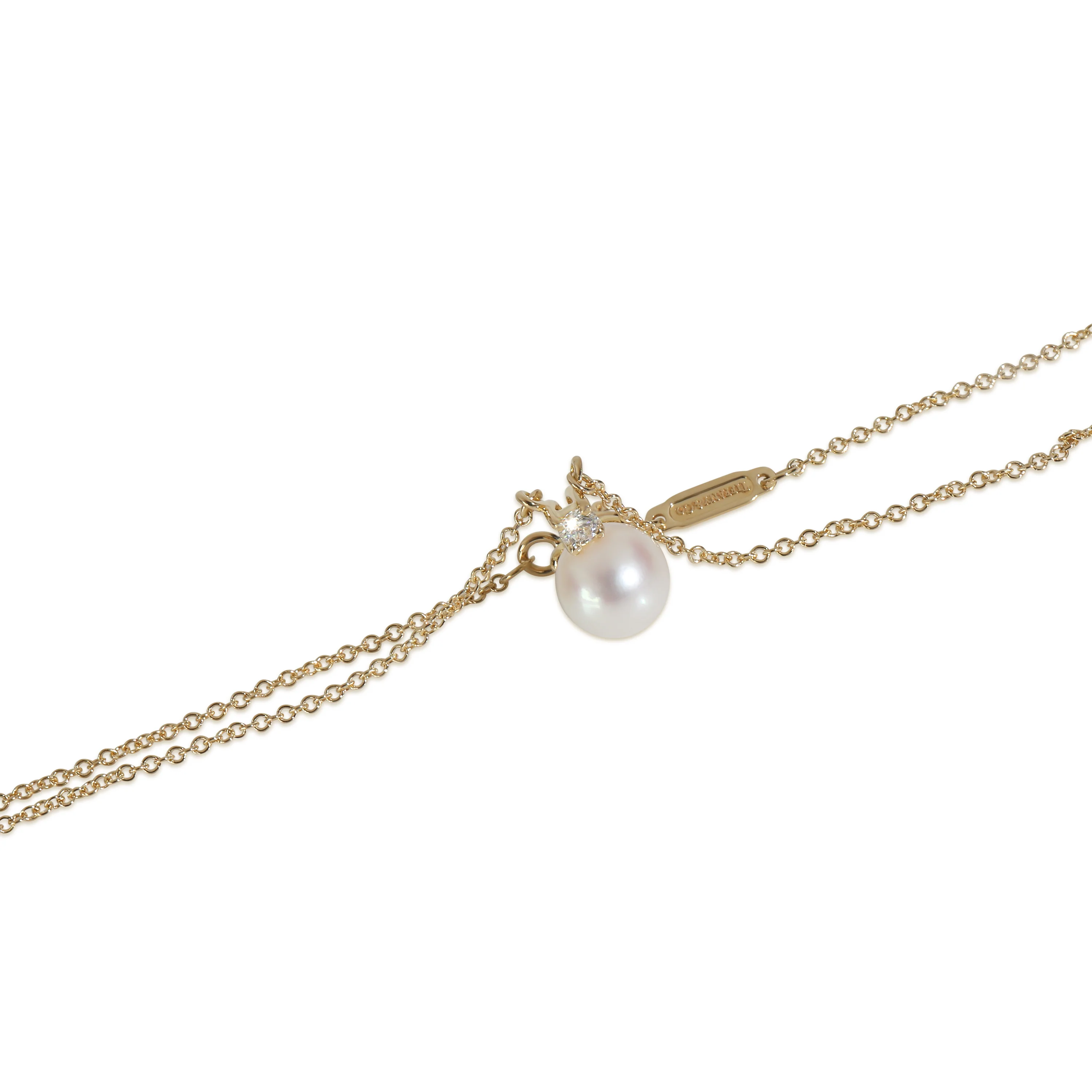 Yellow Gold Pearl and Diamond Signature Pendant - Image 2