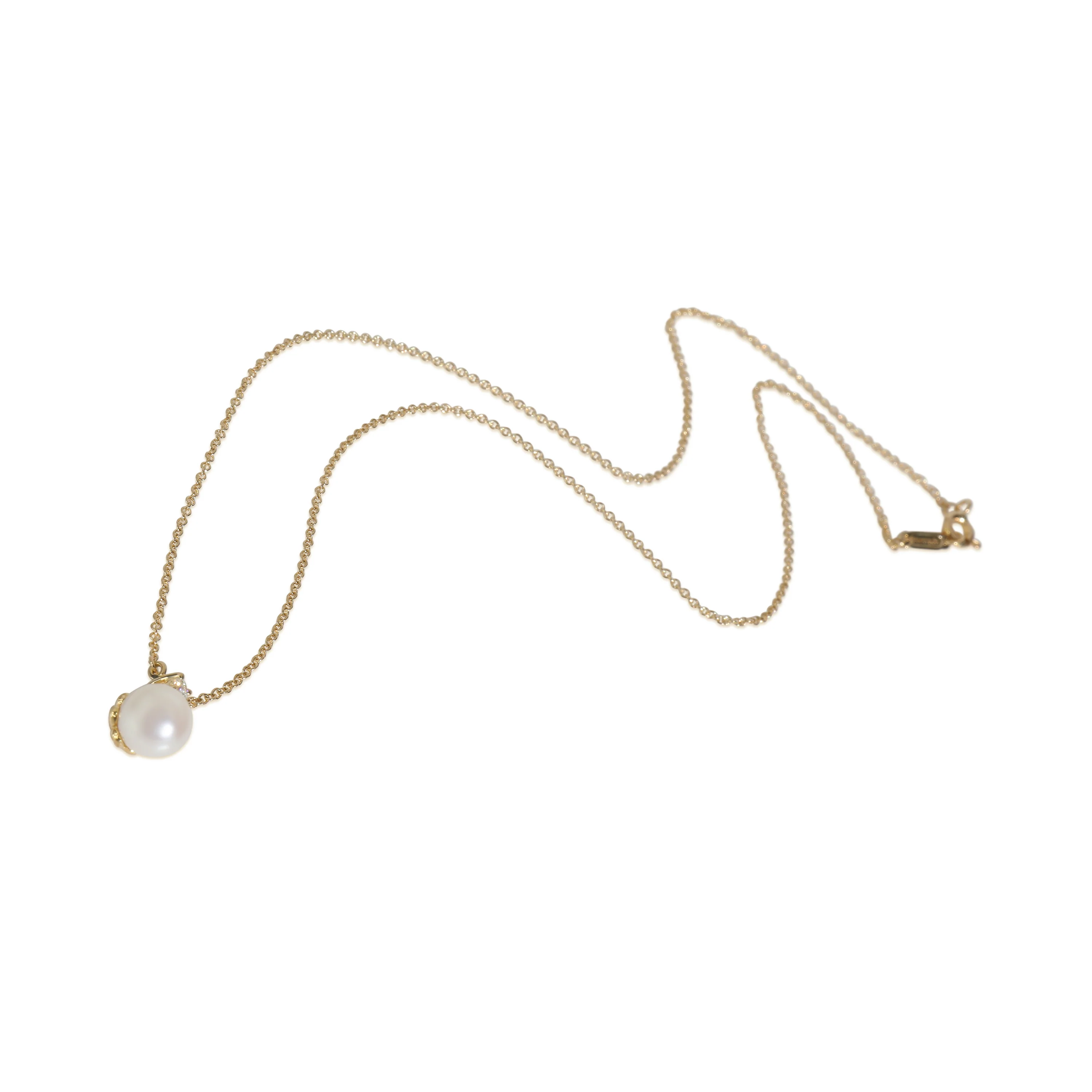 Yellow Gold Pearl and Diamond Signature Pendant - Image 3