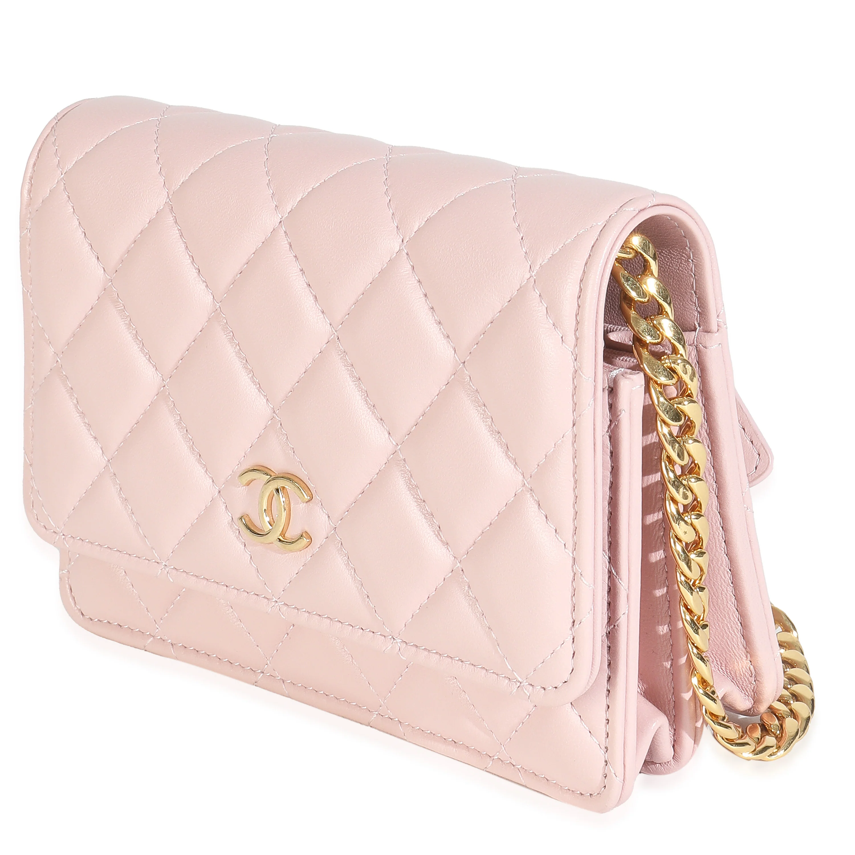 Pink Quilted Lambskin CC Pearl Enamel Clutch On Chain - Image 2