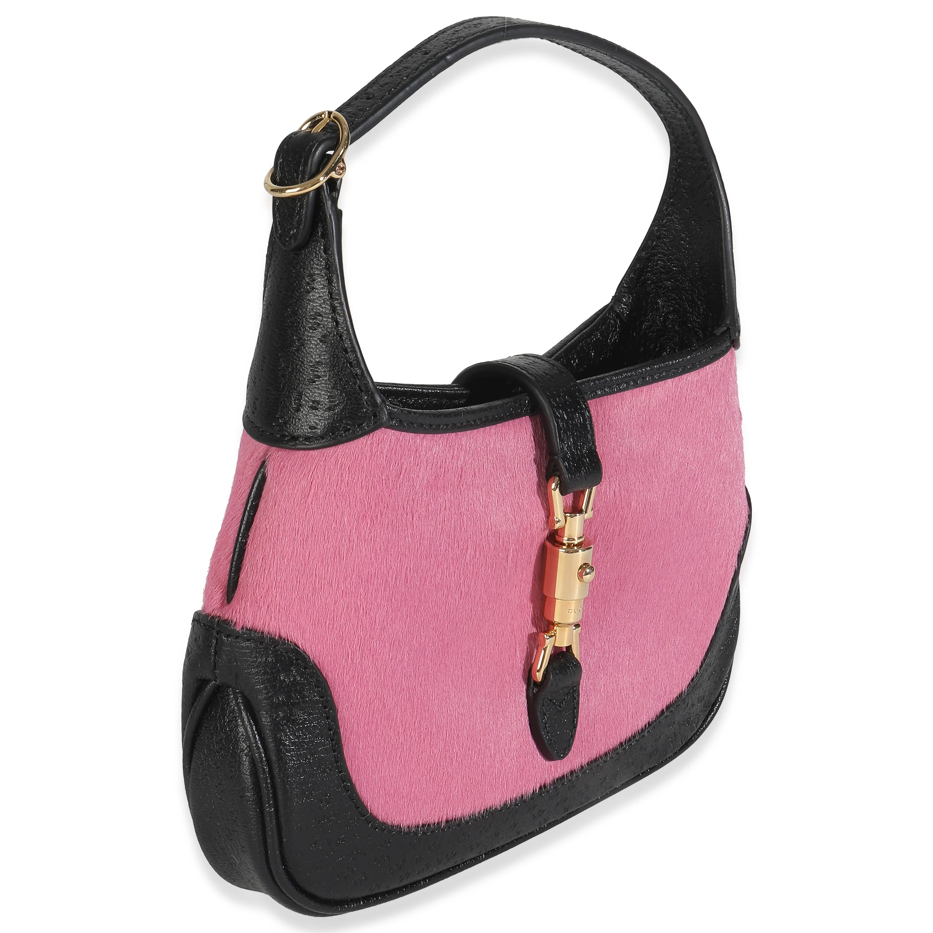 Pink Black Calf Hair Textured Dollar Calfskin Mini Jackie 1961 Hobo - Image 3