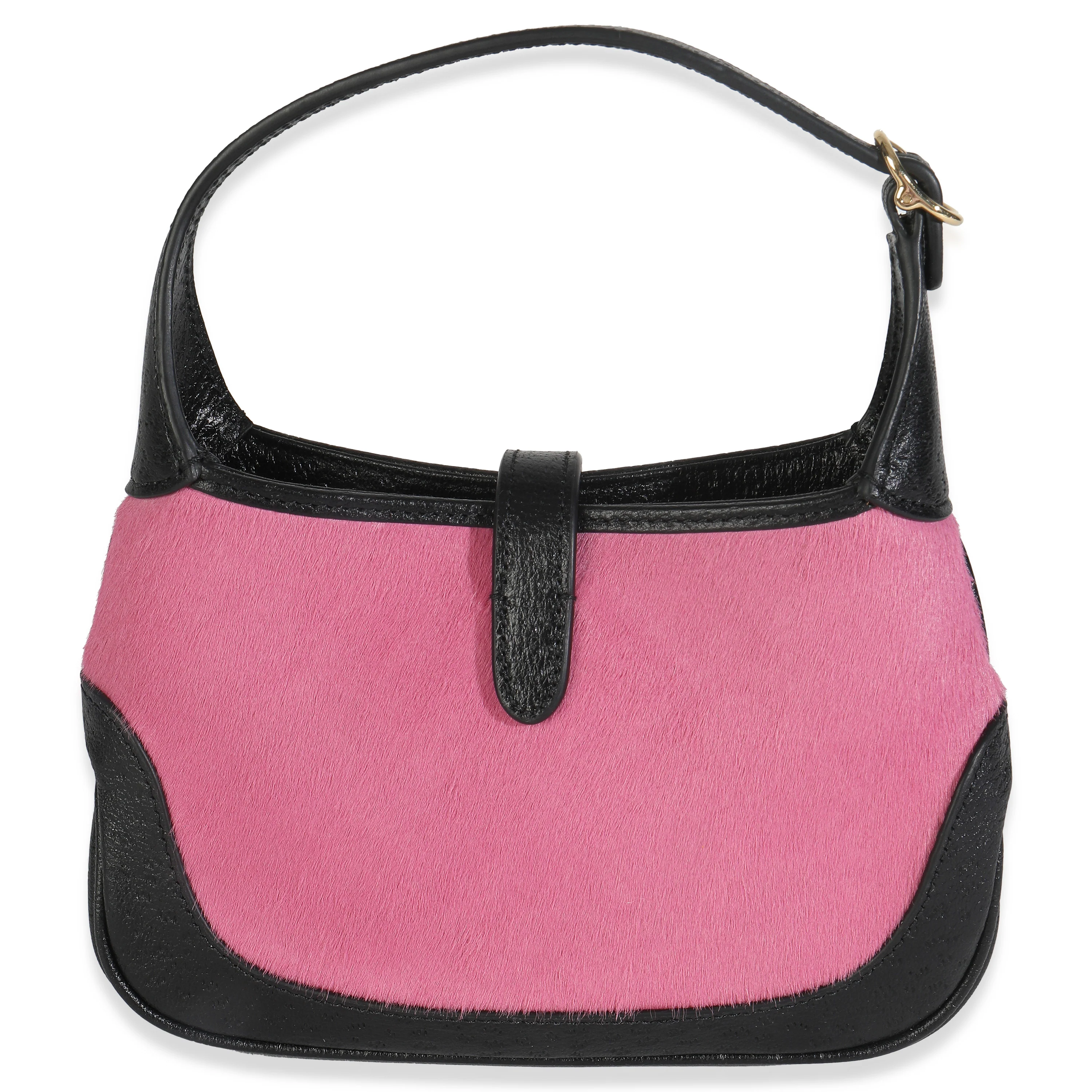 Pink Black Calf Hair Textured Dollar Calfskin Mini Jackie 1961 Hobo - Image 4