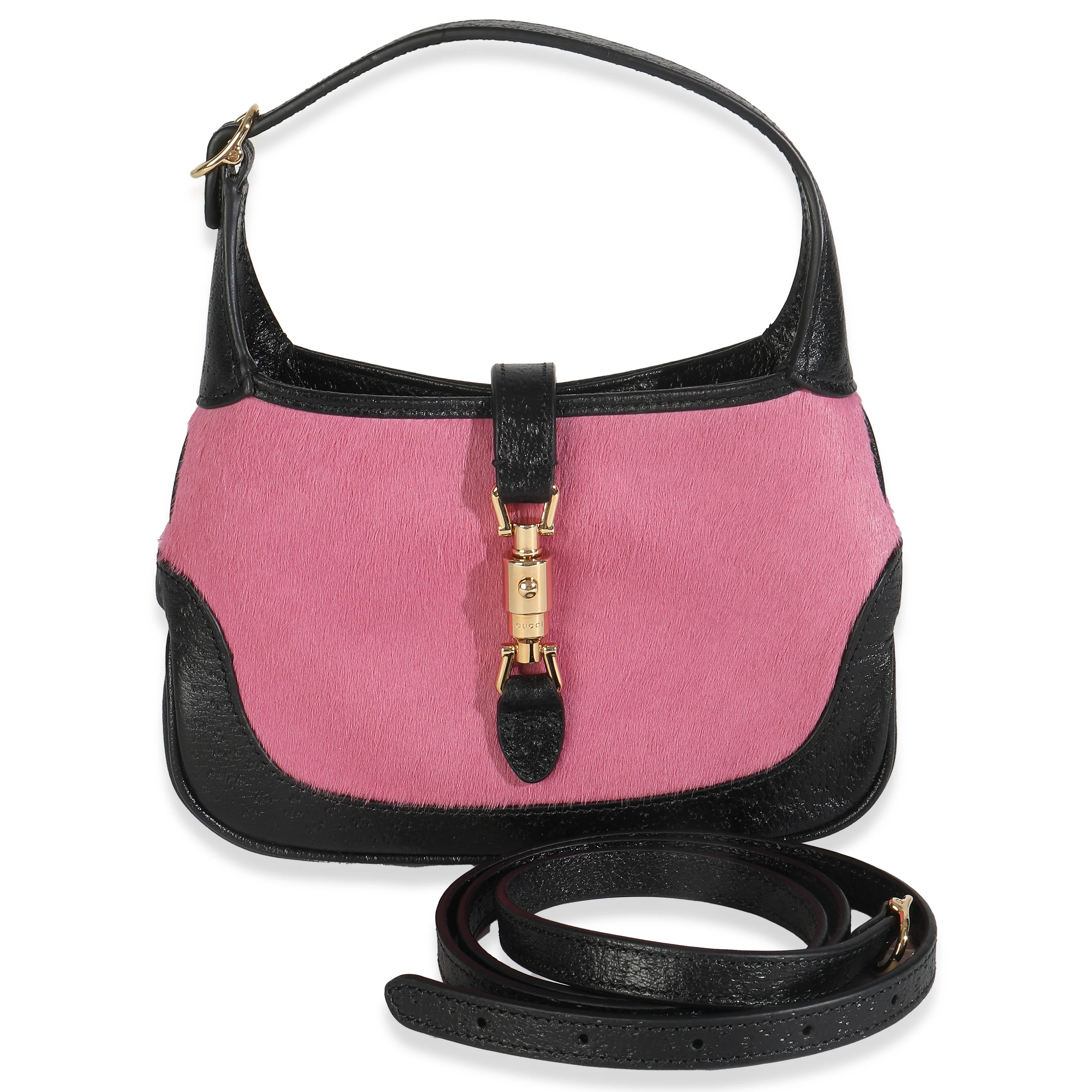 Pink Black Calf Hair Textured Dollar Calfskin Mini Jackie 1961 Hobo - Image 5