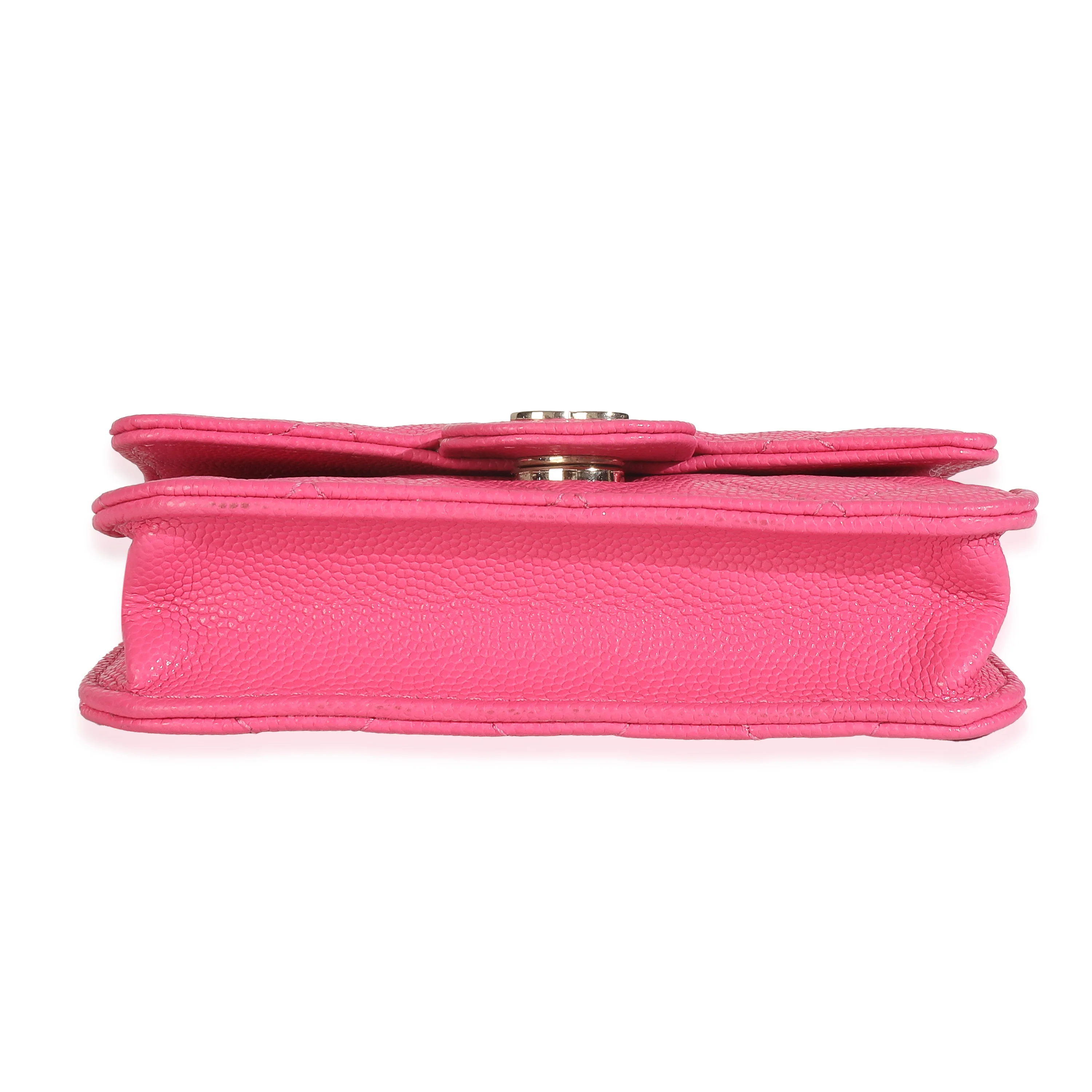 Dark Pink Quilted Caviar Mini Chain Belt Bag - Image 5