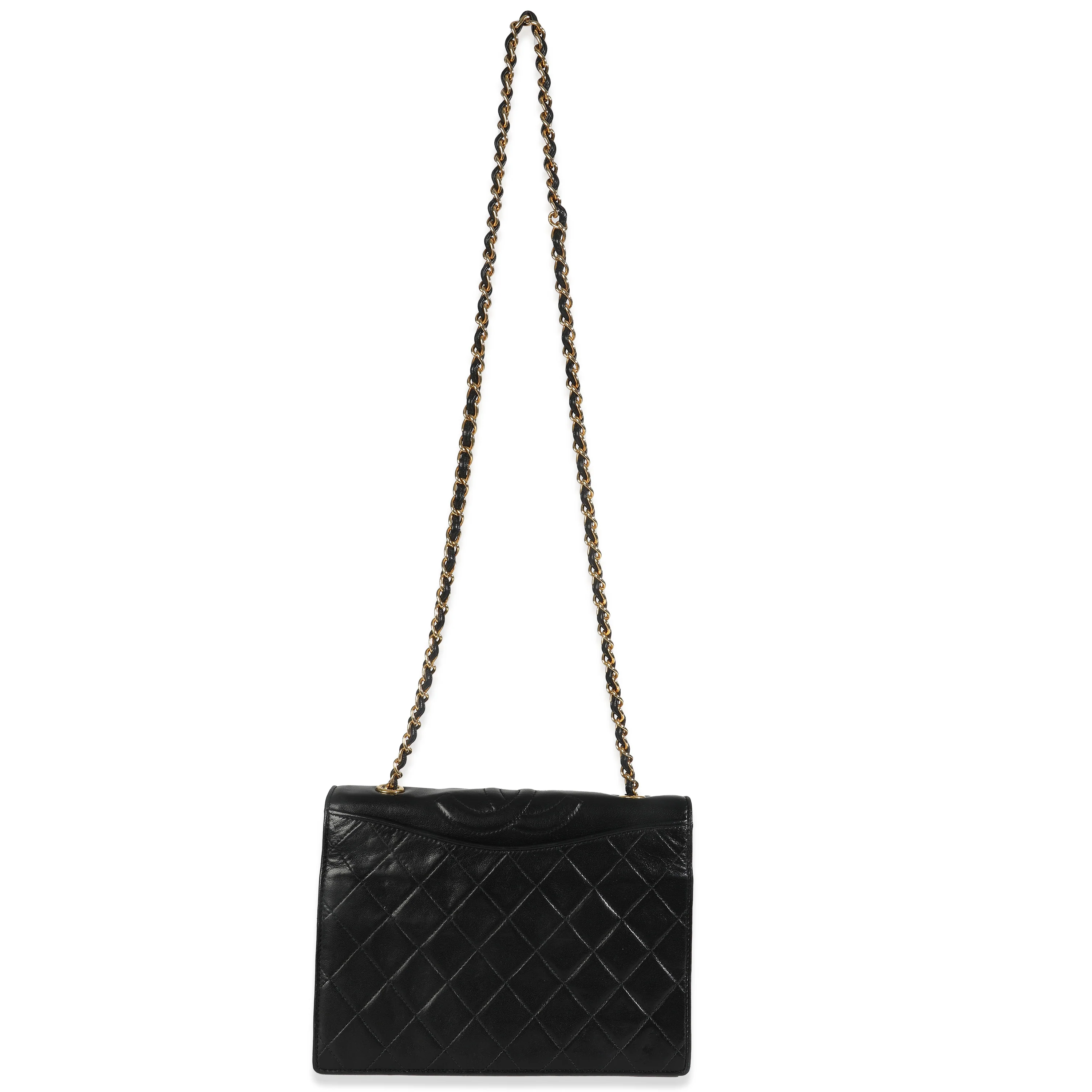 Vintage Black Matelasse Quilted Lambskin Crossbody Full Flap Bag - Image 8