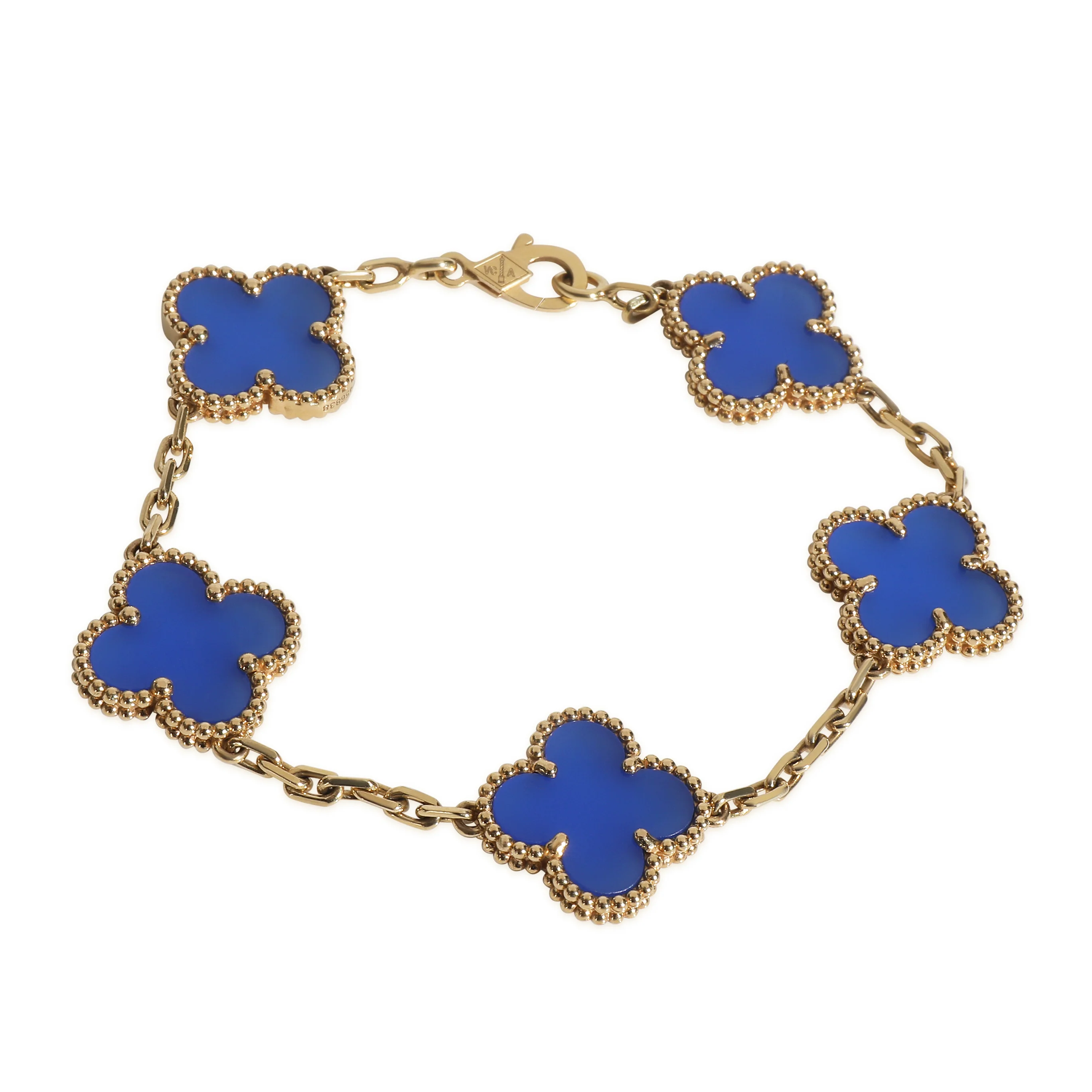 Yellow Gold Agate Vintage Alhambra Bracelet - Image 3