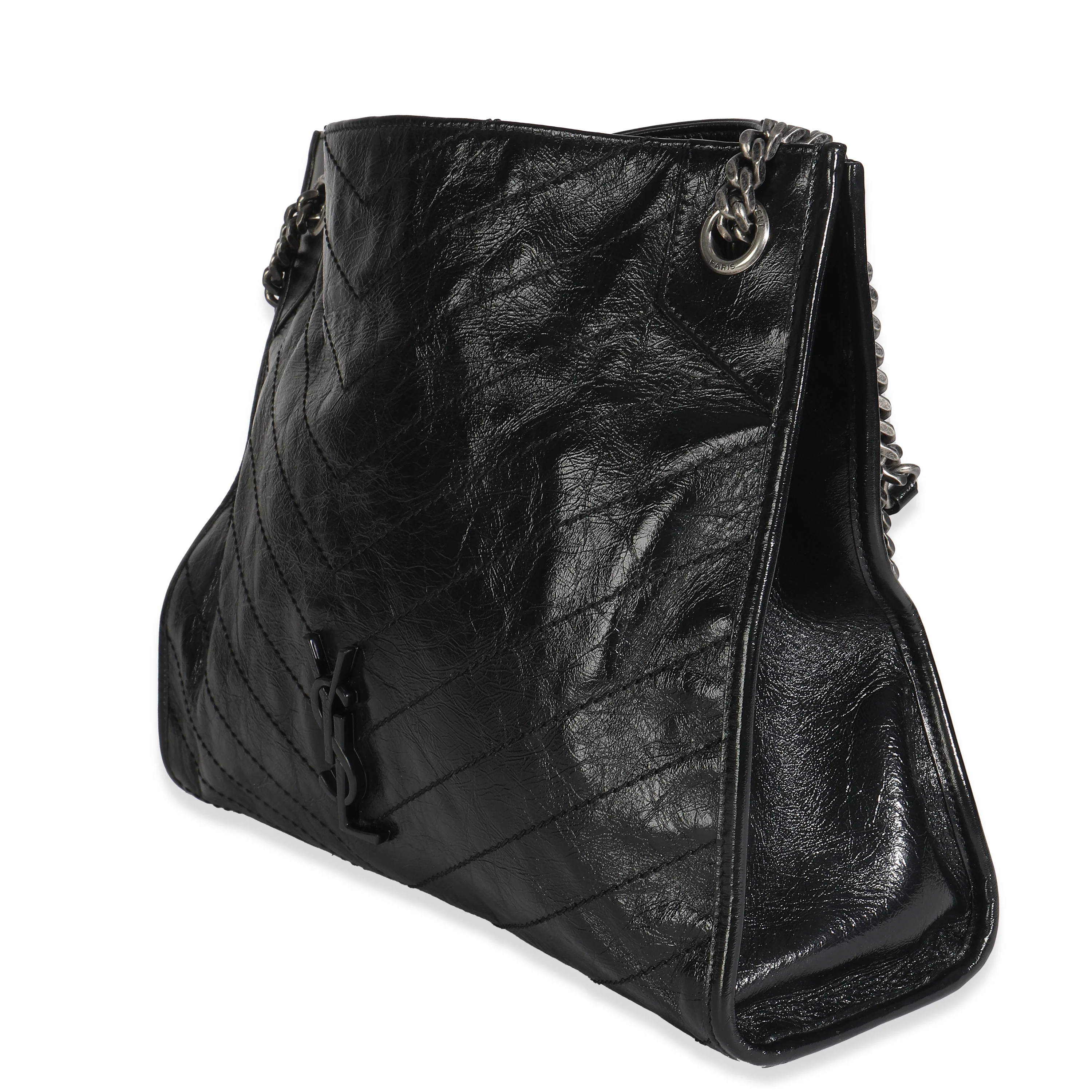 Black Crinkled Calfskin Matelasse Monogram Niki Shopper Tote - Image 2