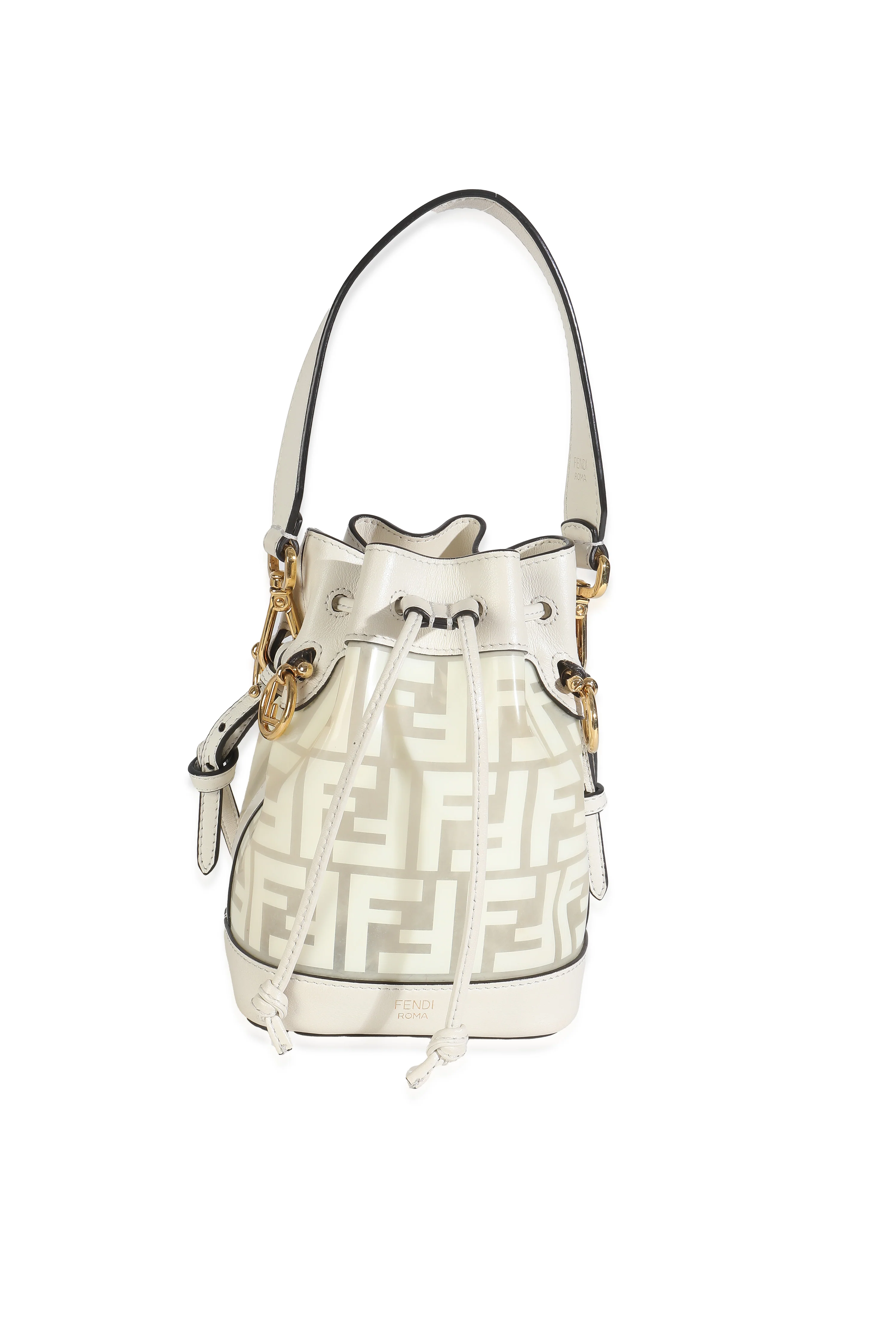 White TPU FF Vitello Grace F is Fendi Mini Mon Tresor Bucket Bag - Image 2