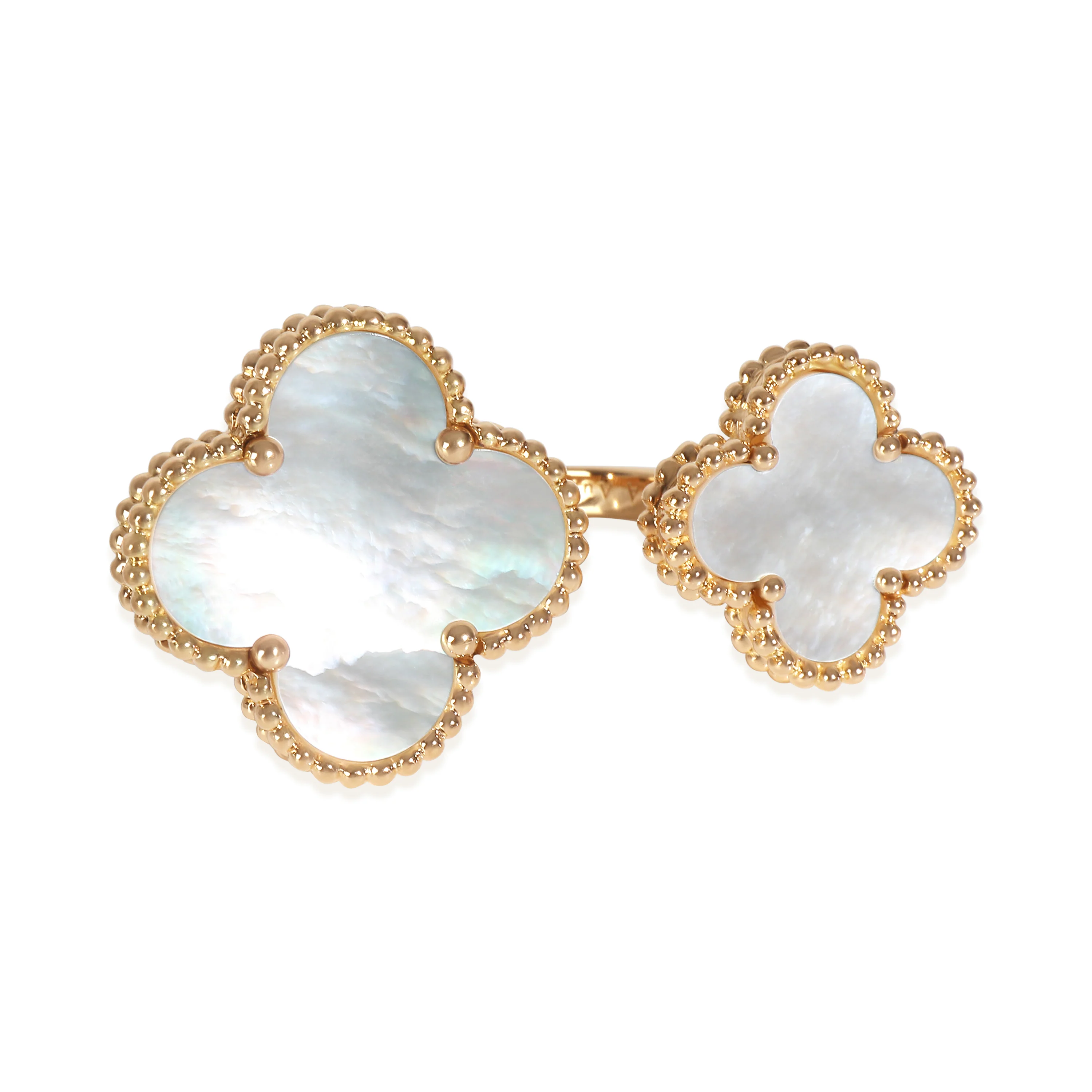 Yellow Gold Mother Of Pearl Magic Alhambra Between The Finger