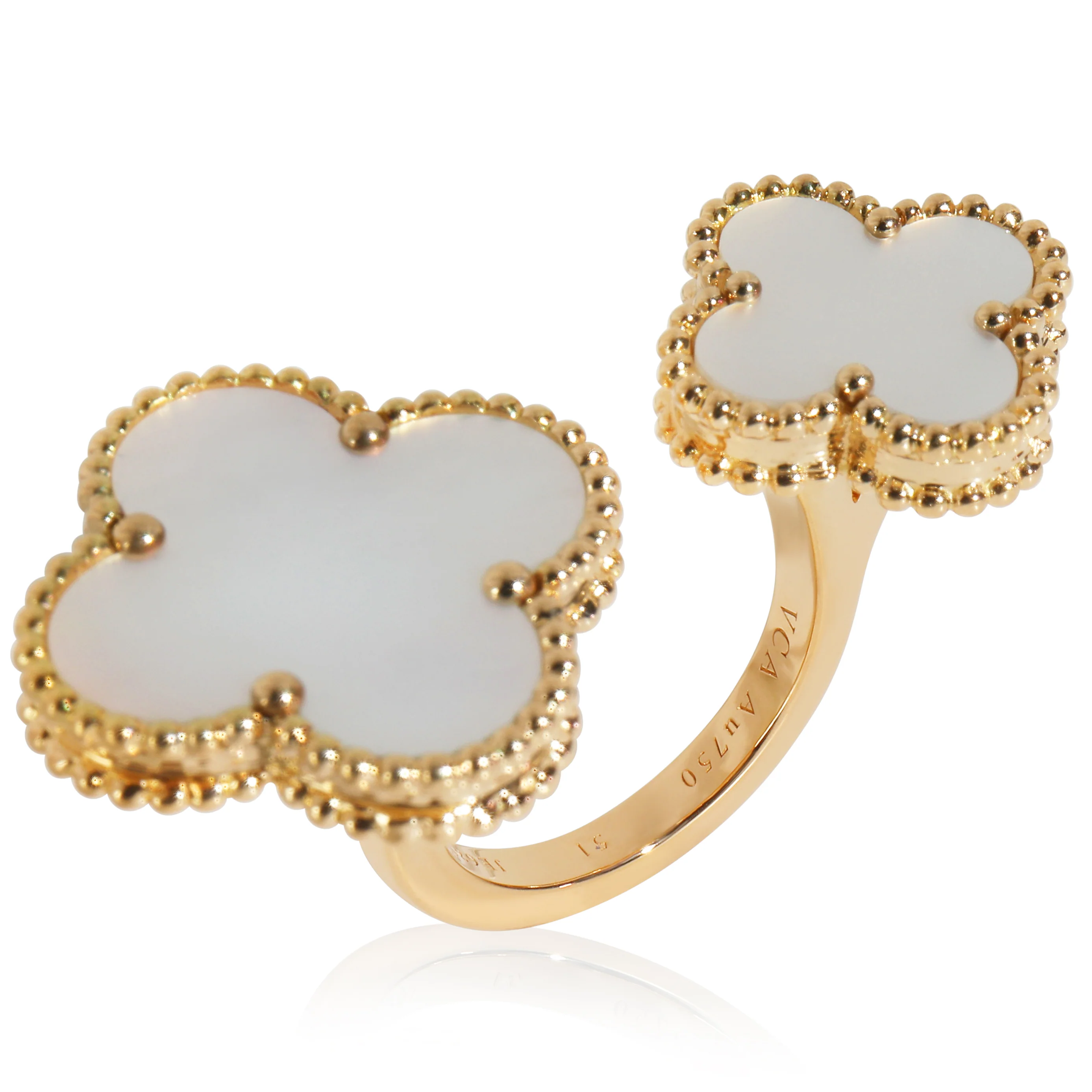 Yellow Gold Mother Of Pearl Magic Alhambra Between The Finger - Image 8