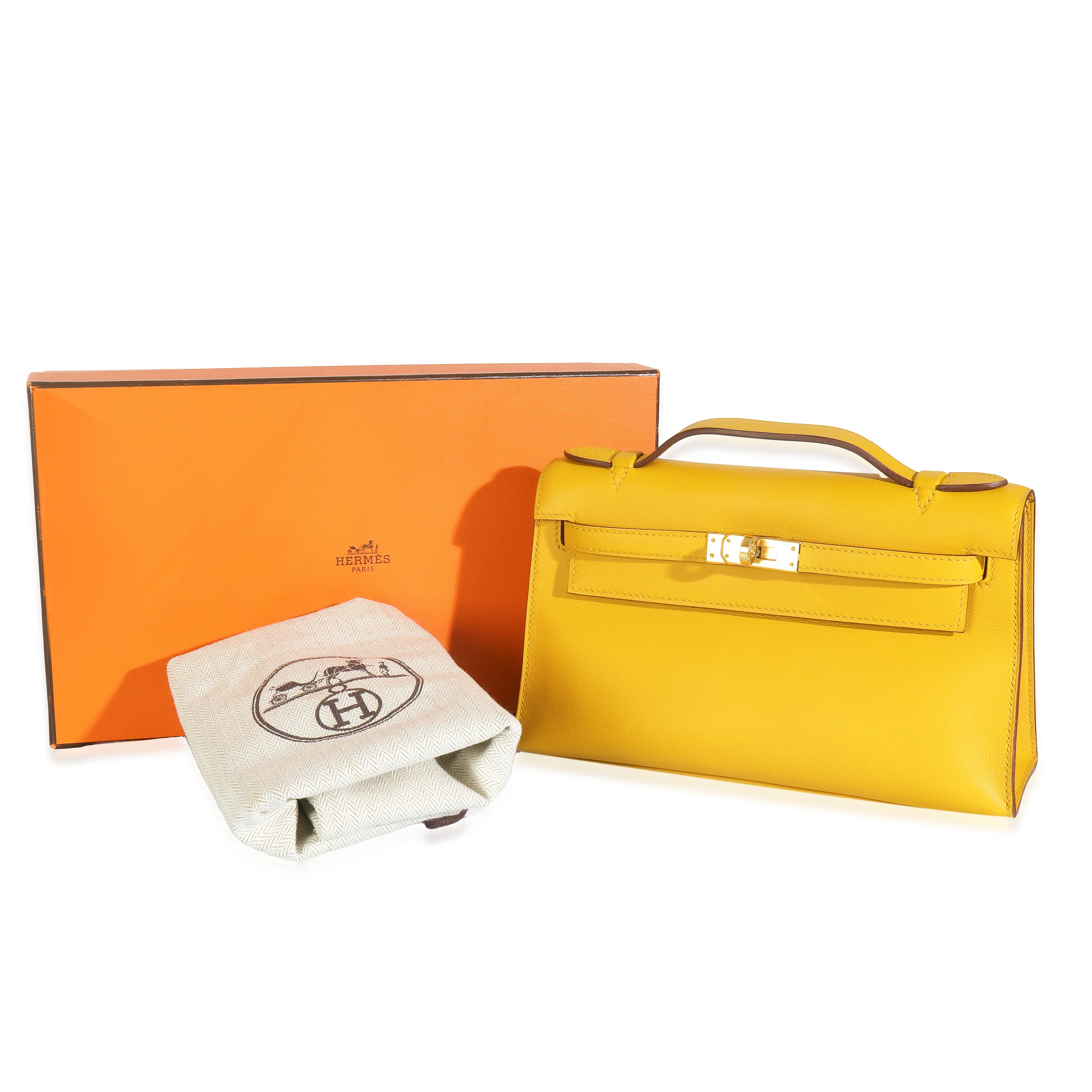 Jaune Ambre Swift Kelly Pochette GHW - Image 9