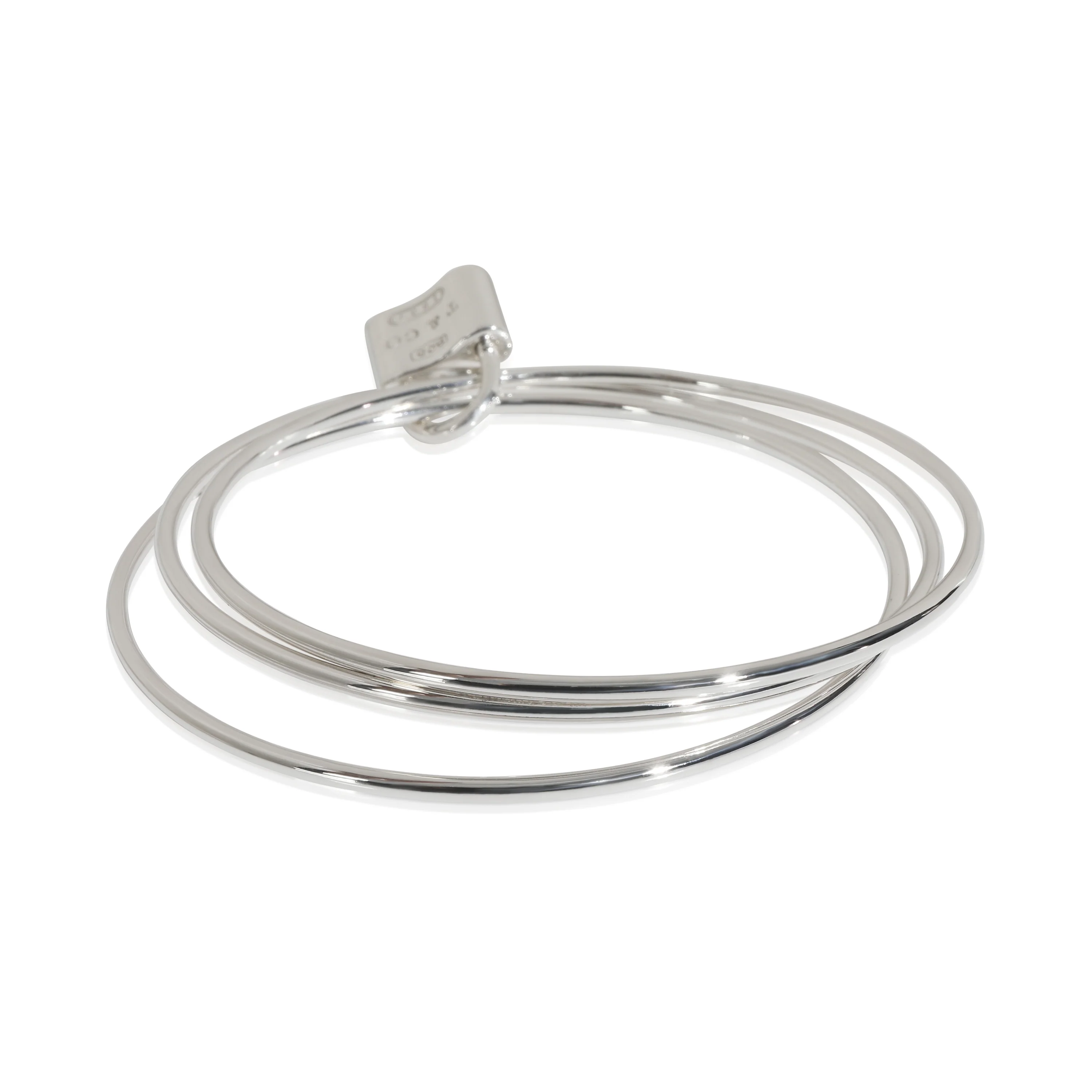 Sterling Silver  1837 Lock Triple Bangle Bracelet - Image 3
