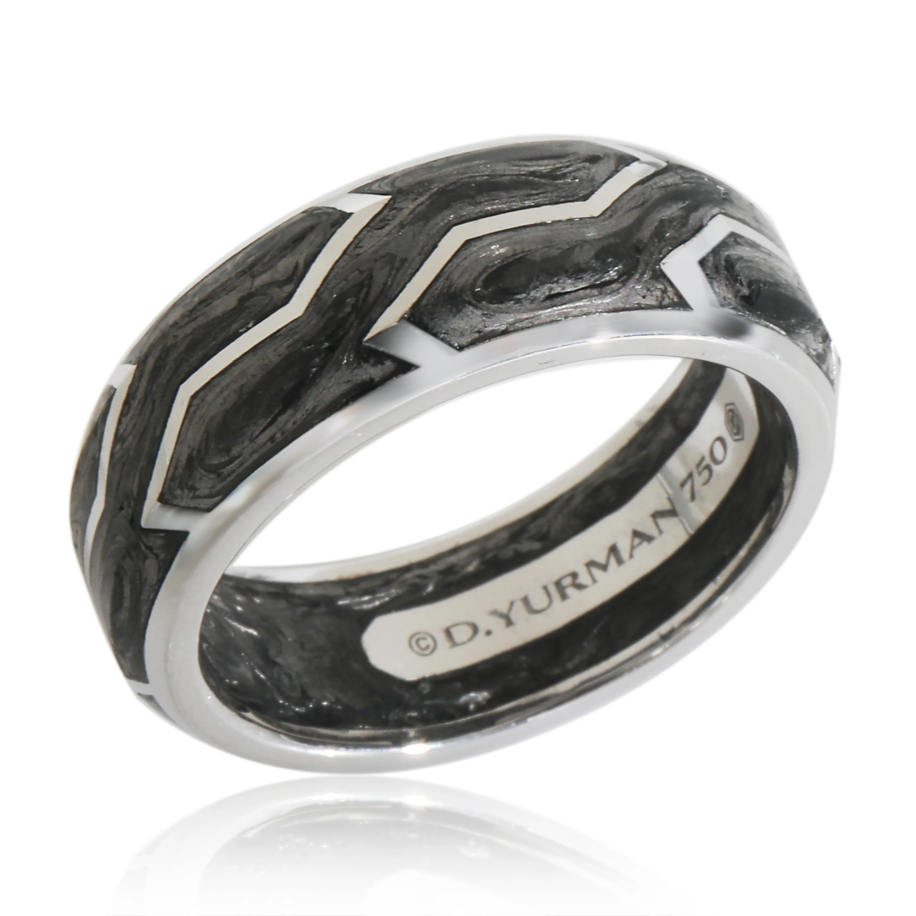 White Gold  Forged Carbon Band - Image 4