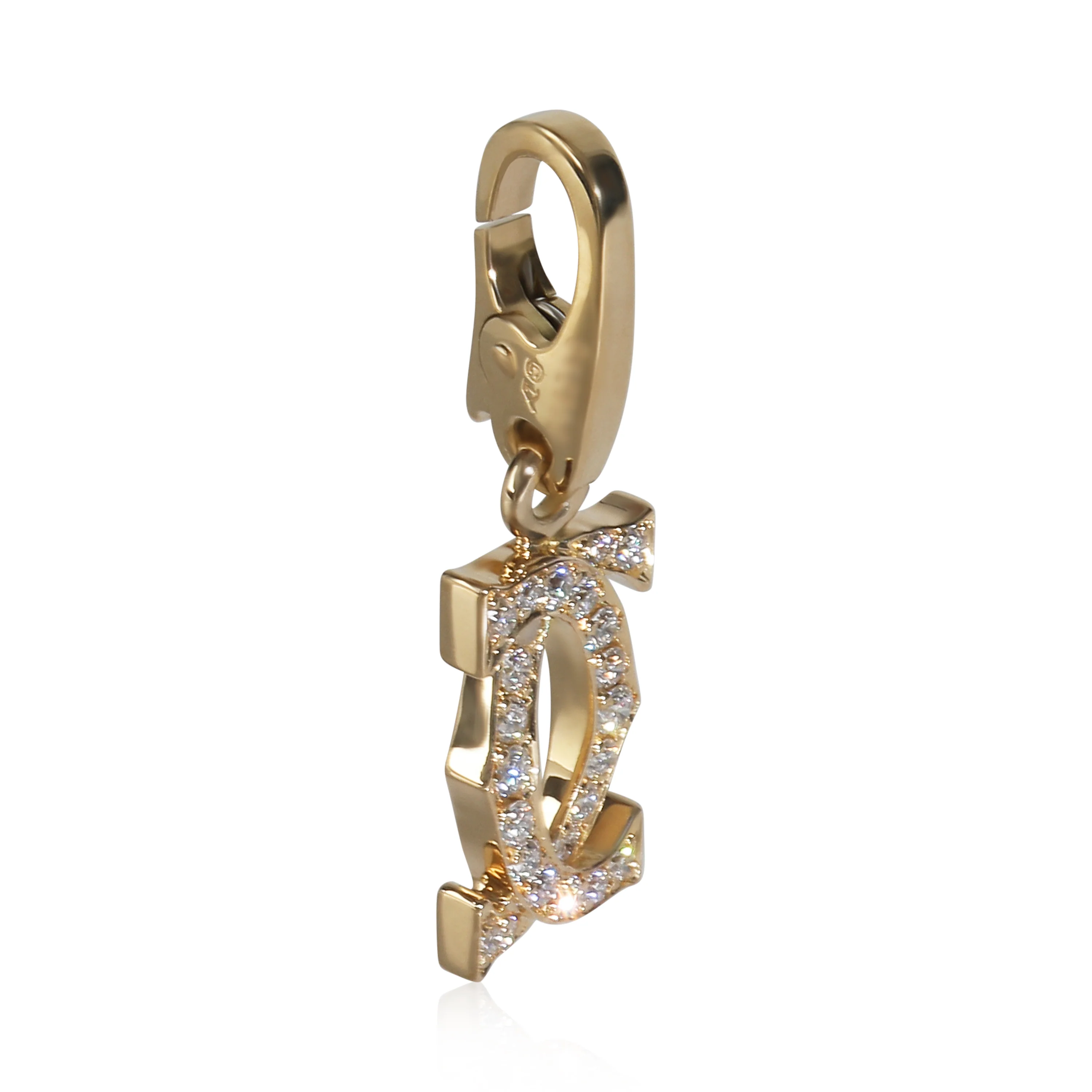 Yellow Gold Diamond Vintage Double C de Cartier Charm - Image 3