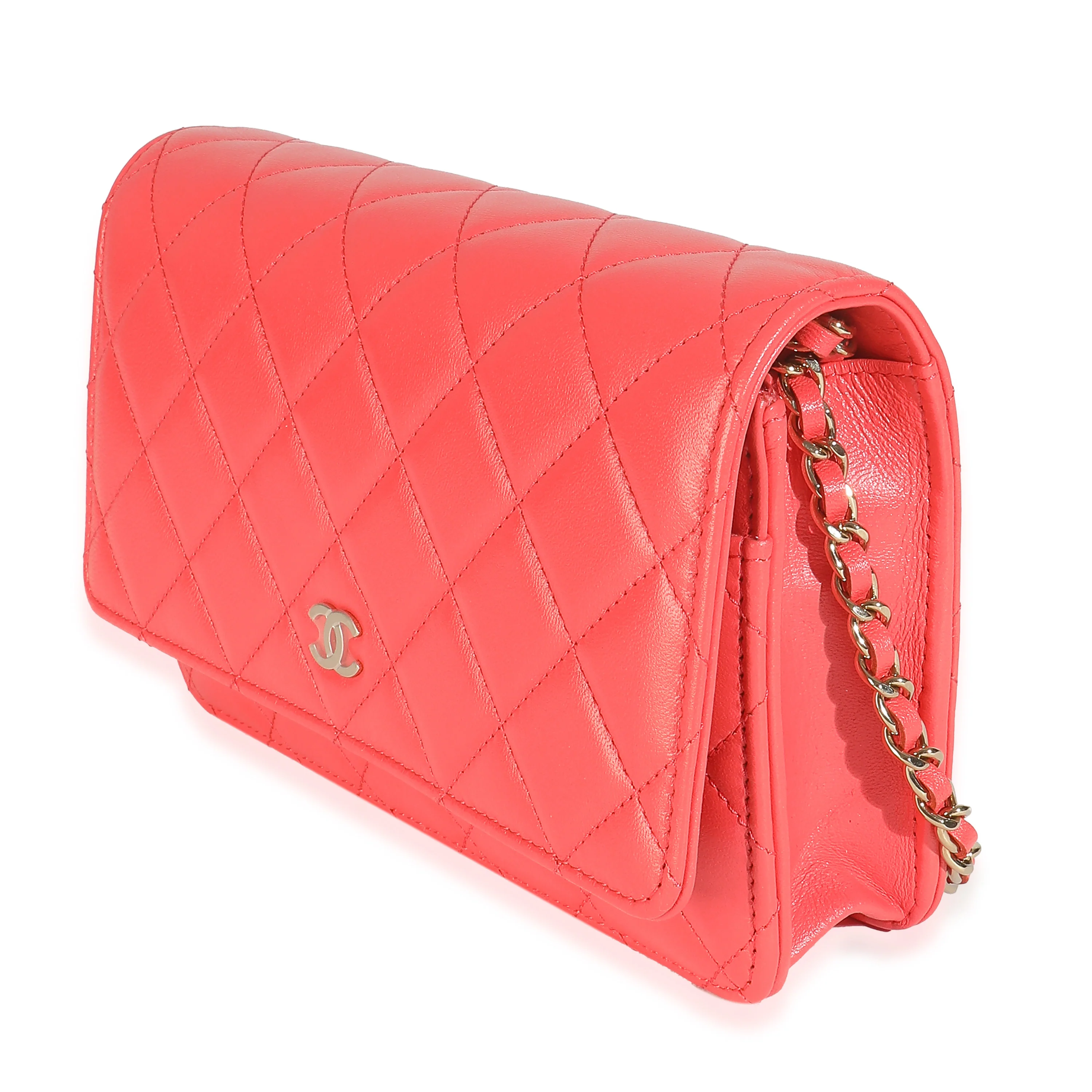 Pink Quilted Lambskin Classic Wallet On Chain - Image 2