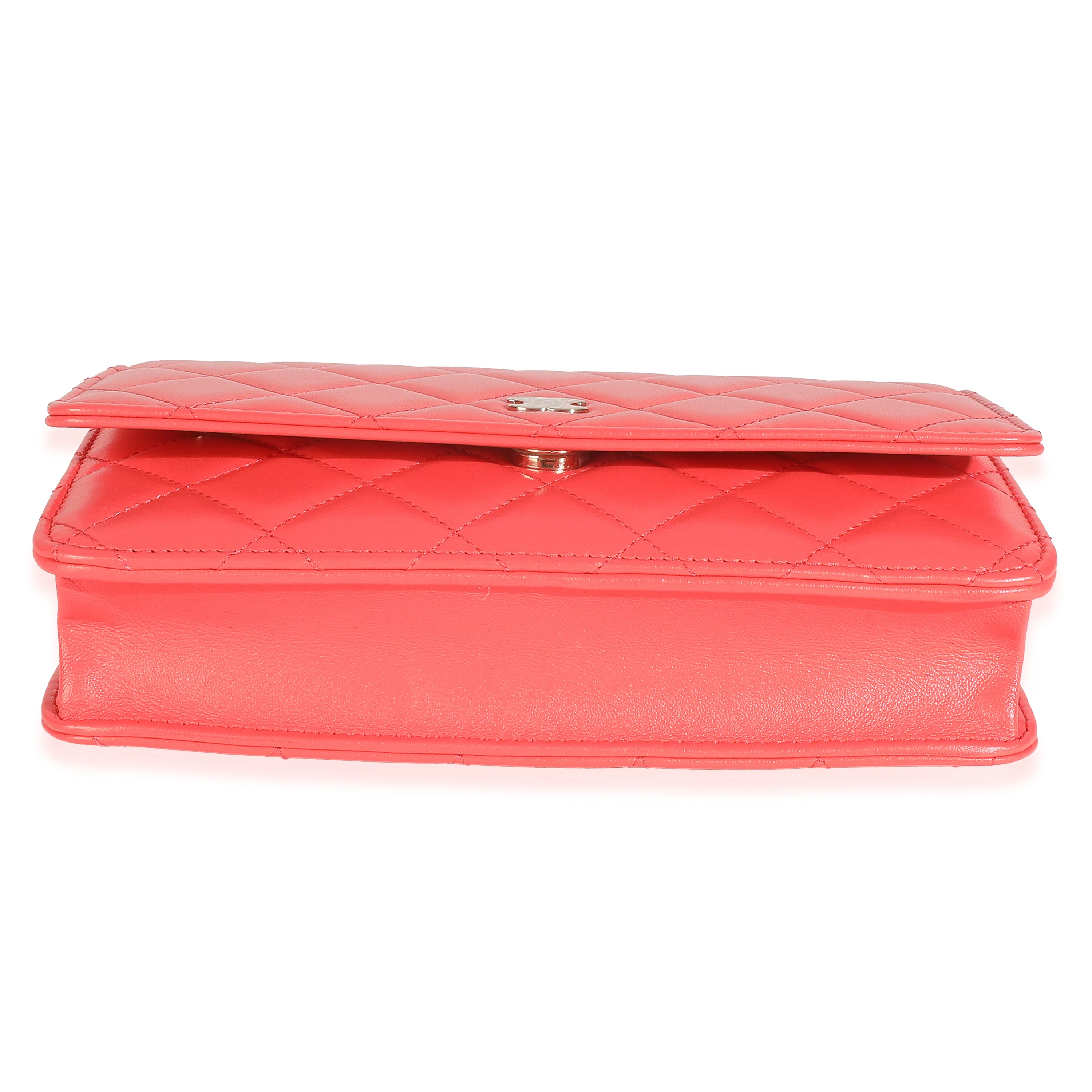 Pink Quilted Lambskin Classic Wallet On Chain - Image 5