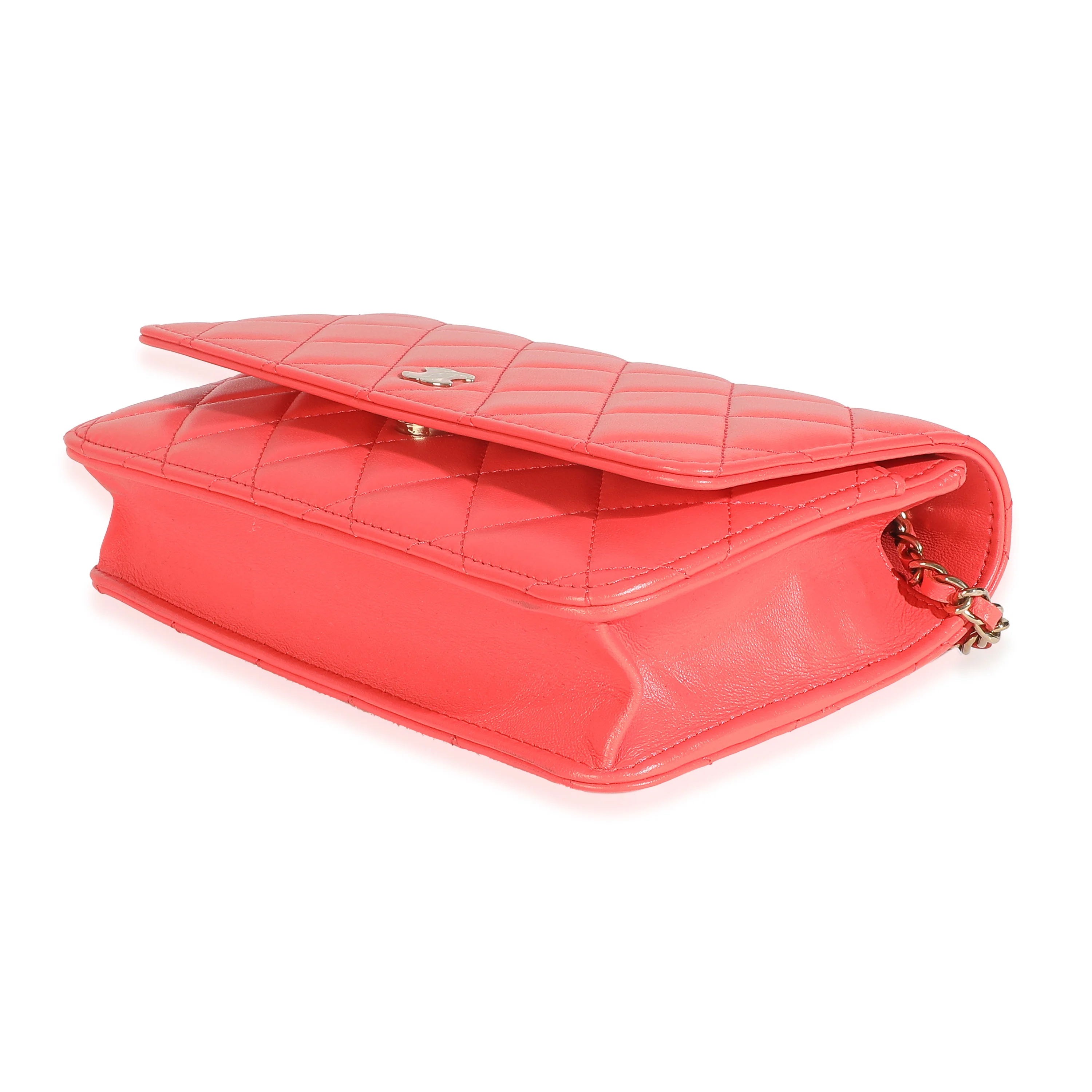 Pink Quilted Lambskin Classic Wallet On Chain - Image 7