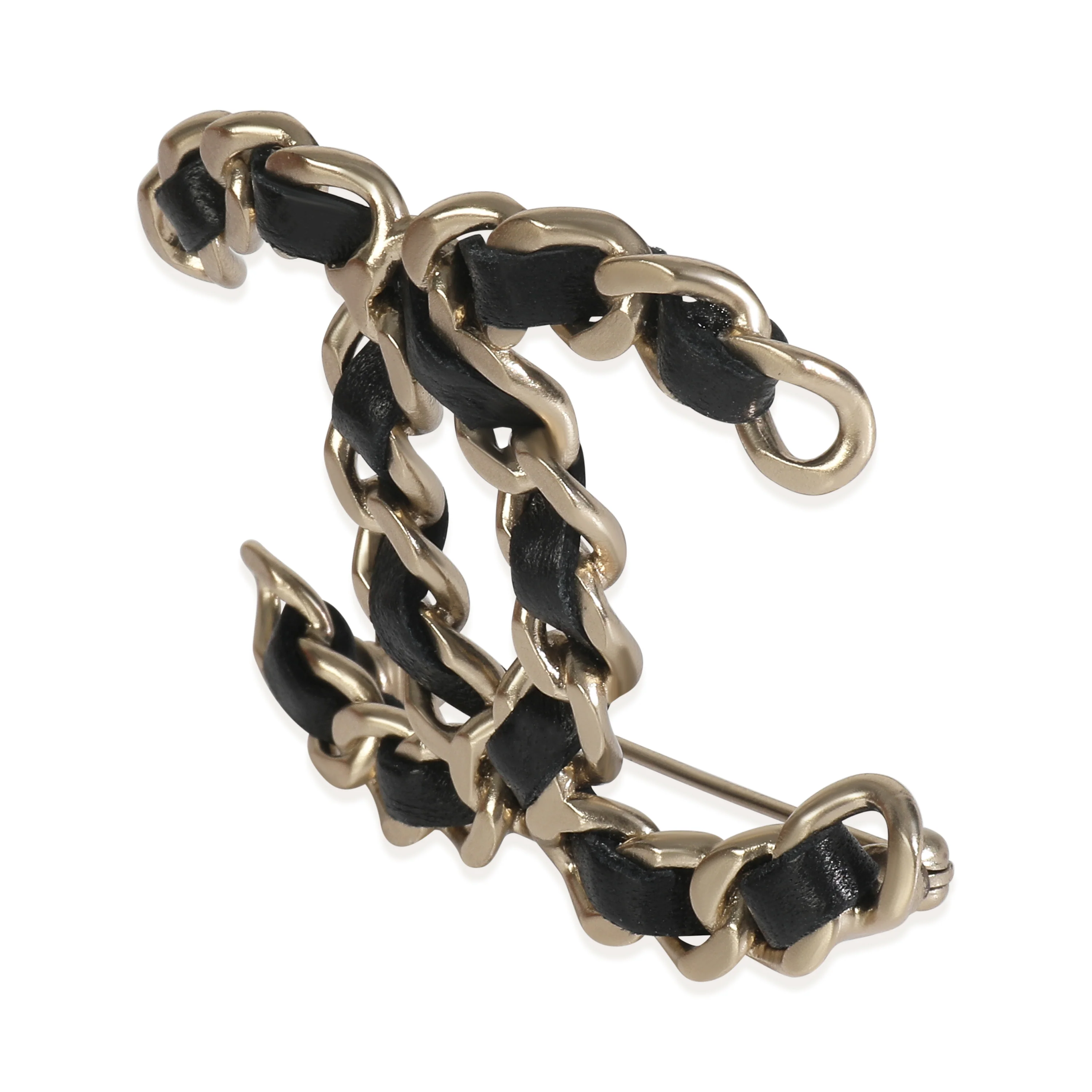 Gold-Plated  2016 Leather CC Brooch - Image 2