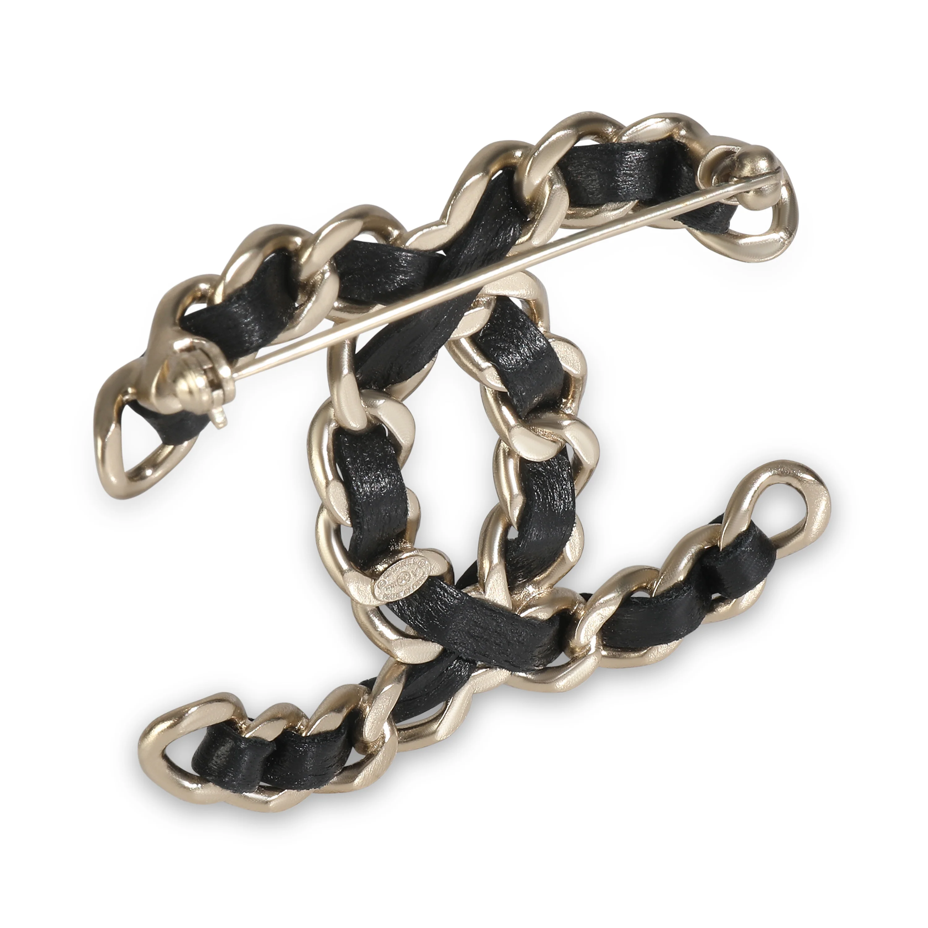 Gold-Plated  2016 Leather CC Brooch - Image 3
