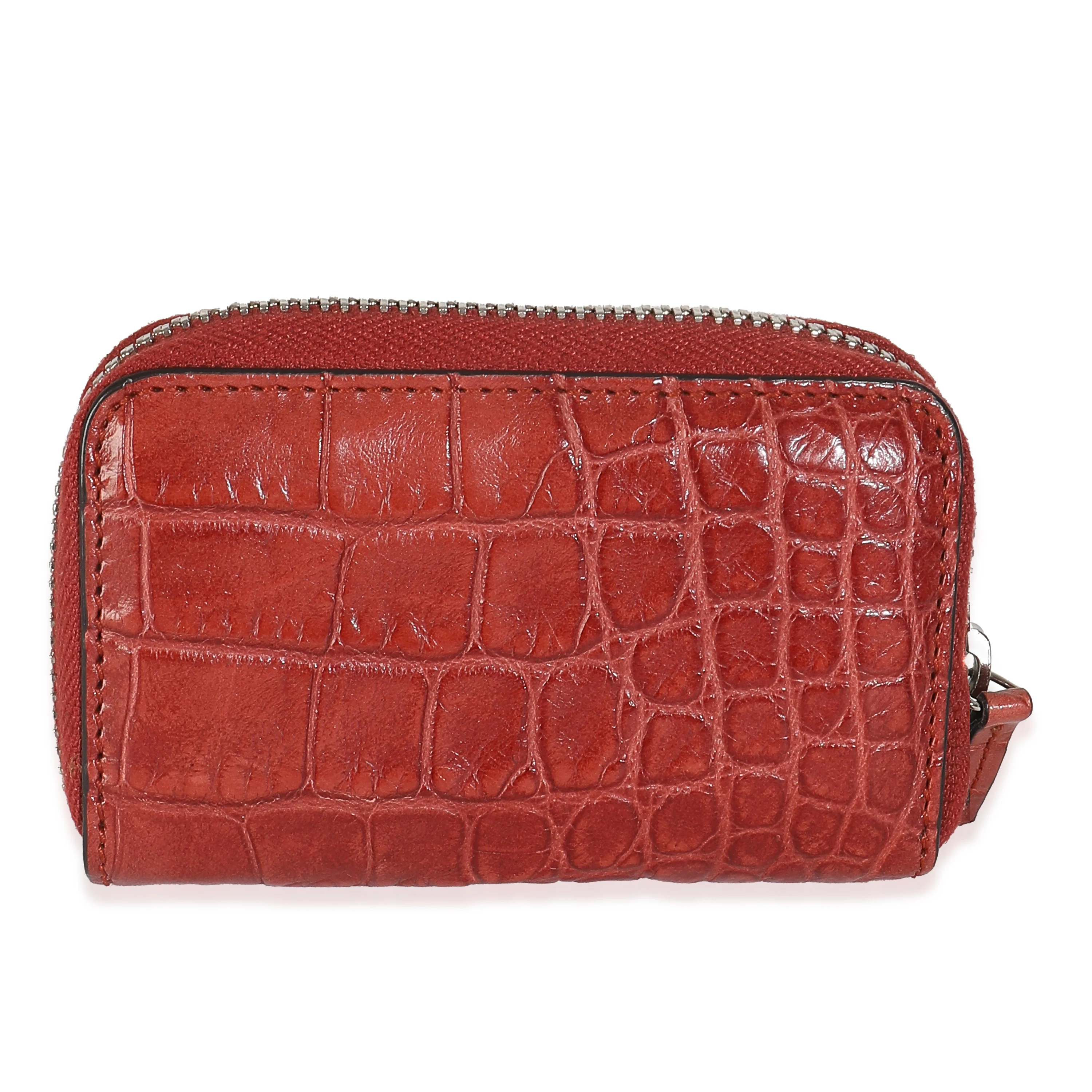 Cherry Gloss Crocodile Zip Around Card Case - Image 4