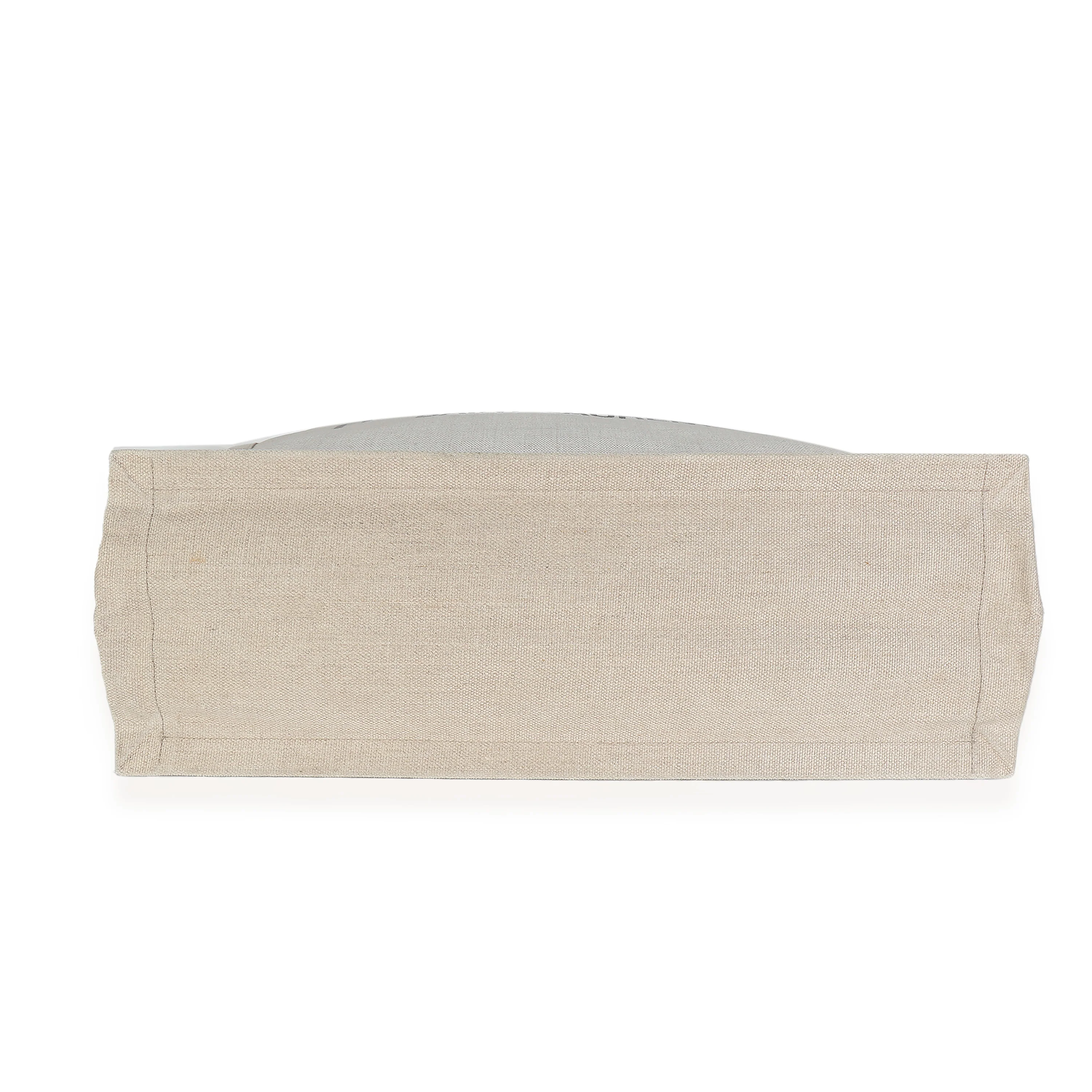 Black Natural Linen Calfskin Rive Gauche Tote - Image 5
