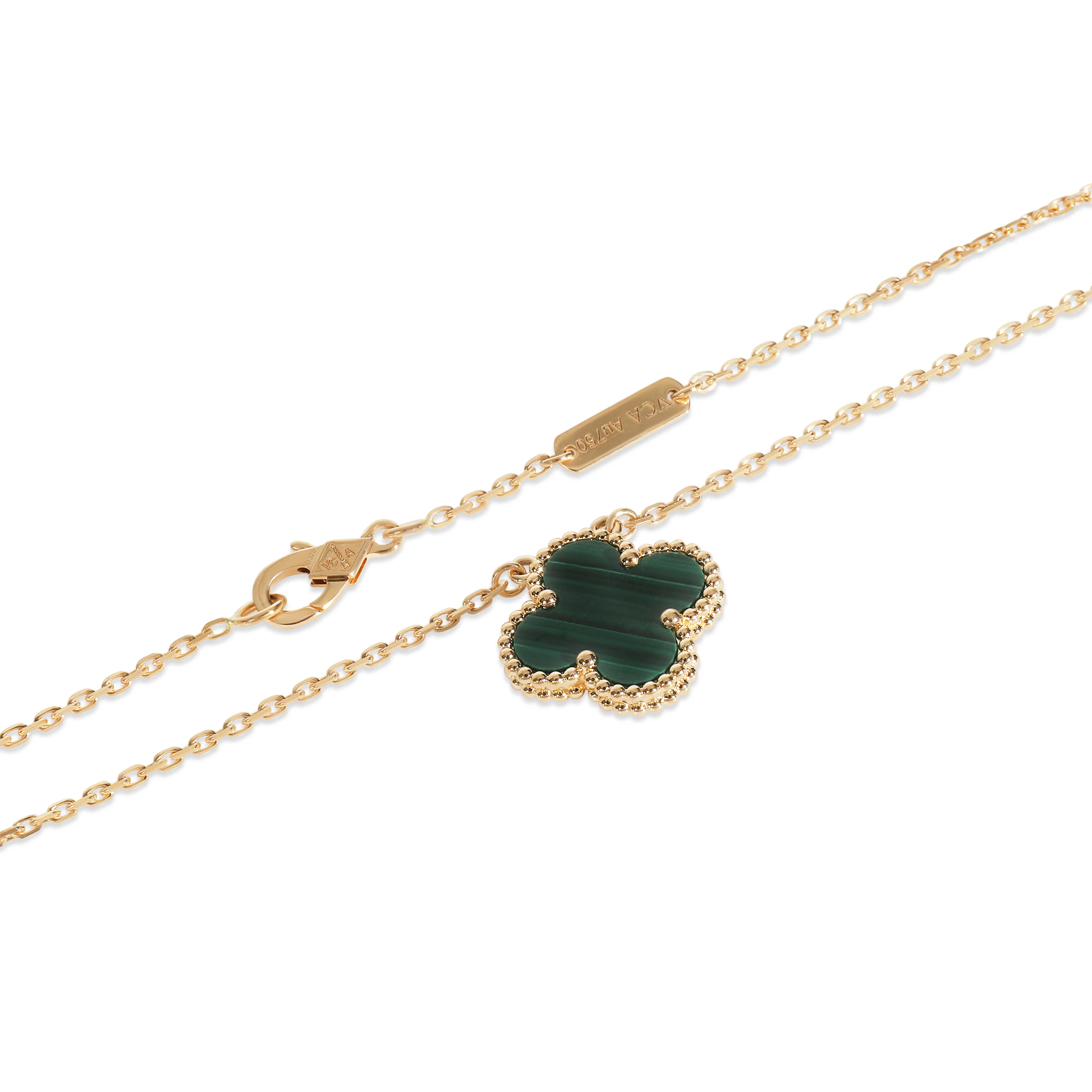 Yellow Gold Malachite Vintage Alhambra Pendant - Image 2