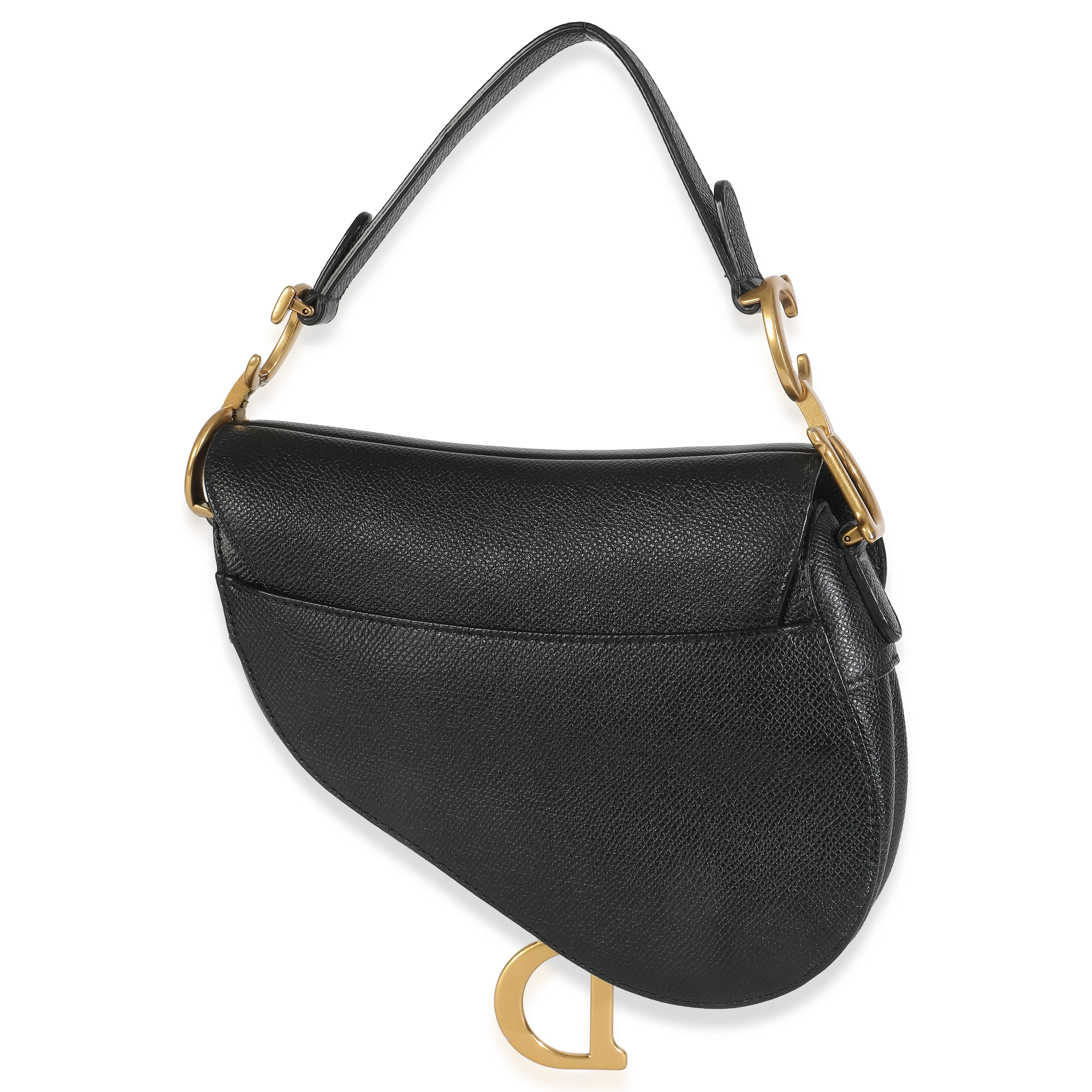 Black Grained Calfskin Mini Saddle Bag - Image 5