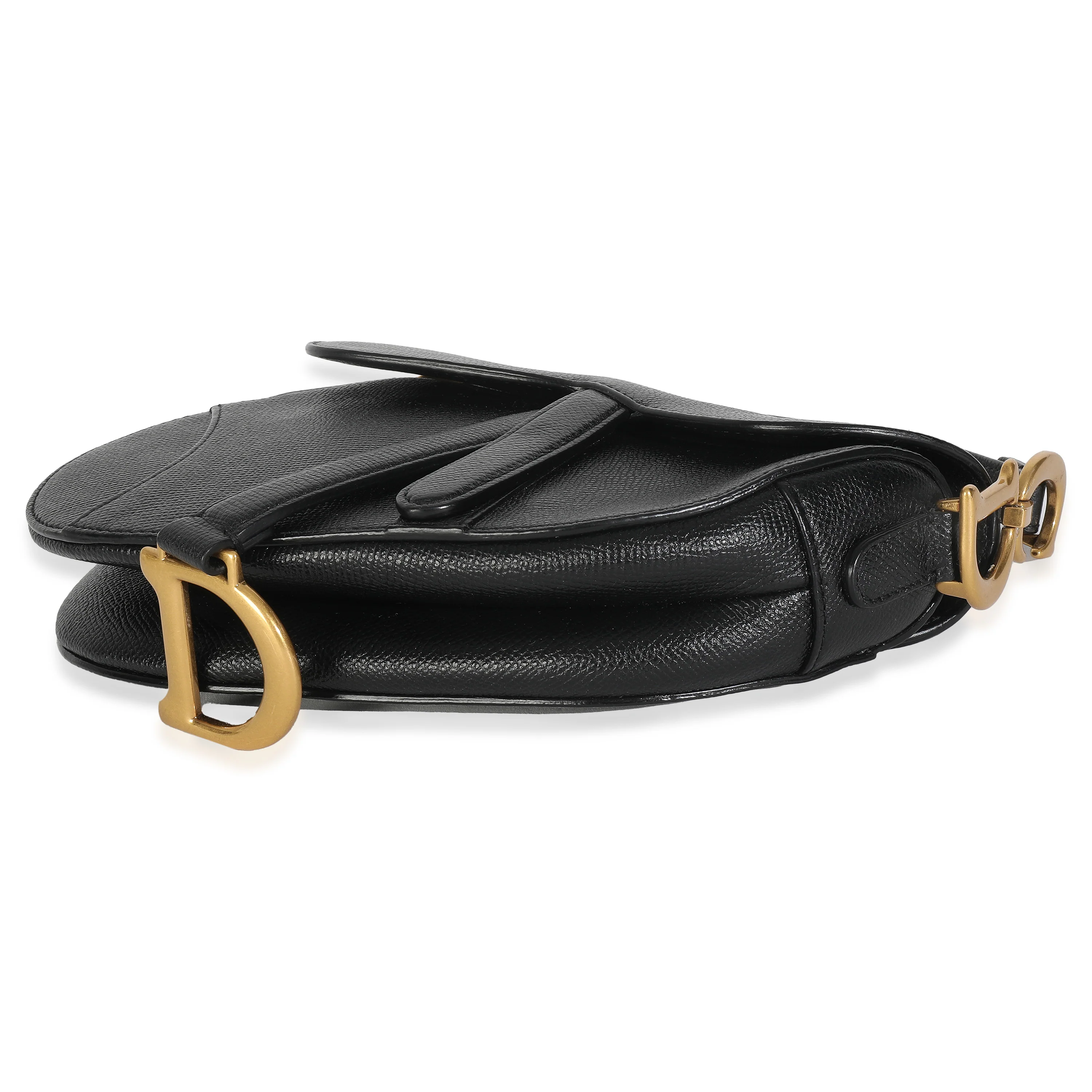 Black Grained Calfskin Mini Saddle Bag - Image 7
