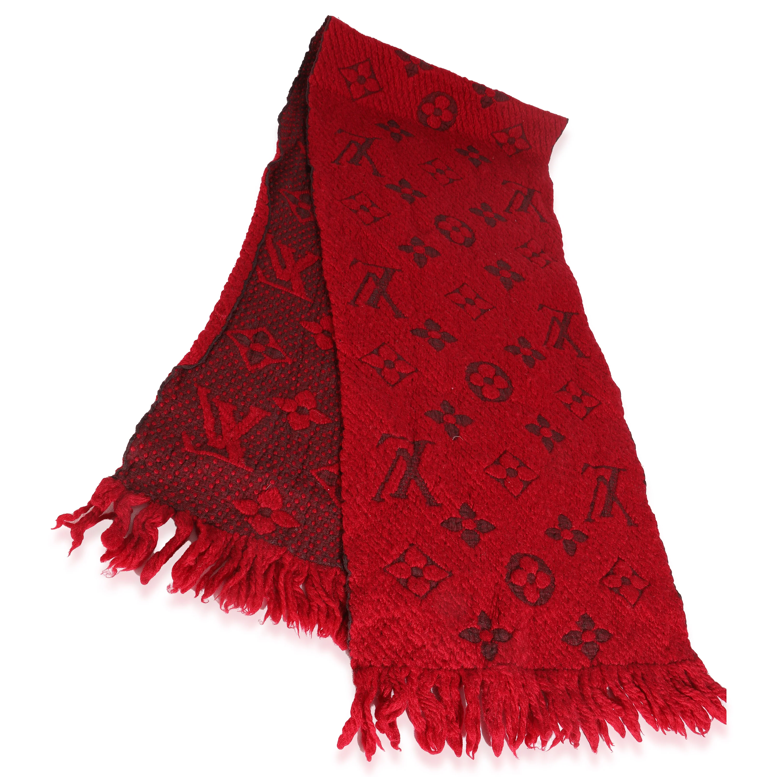 Red Wool Silk Logomania Shine Scarf - Image 2