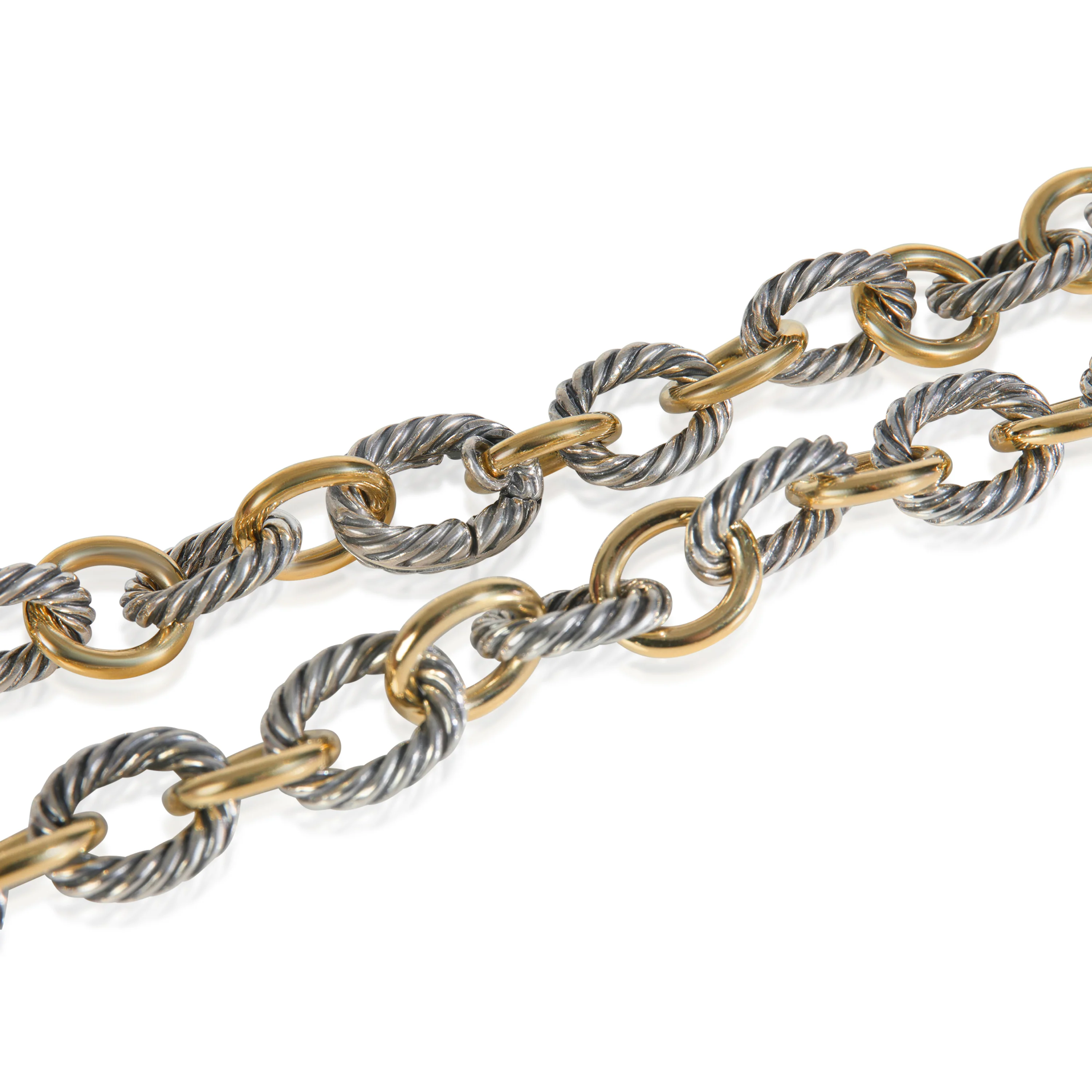 Yellow Gold & Sterling Silver  Oval Link Necklace - Image 2