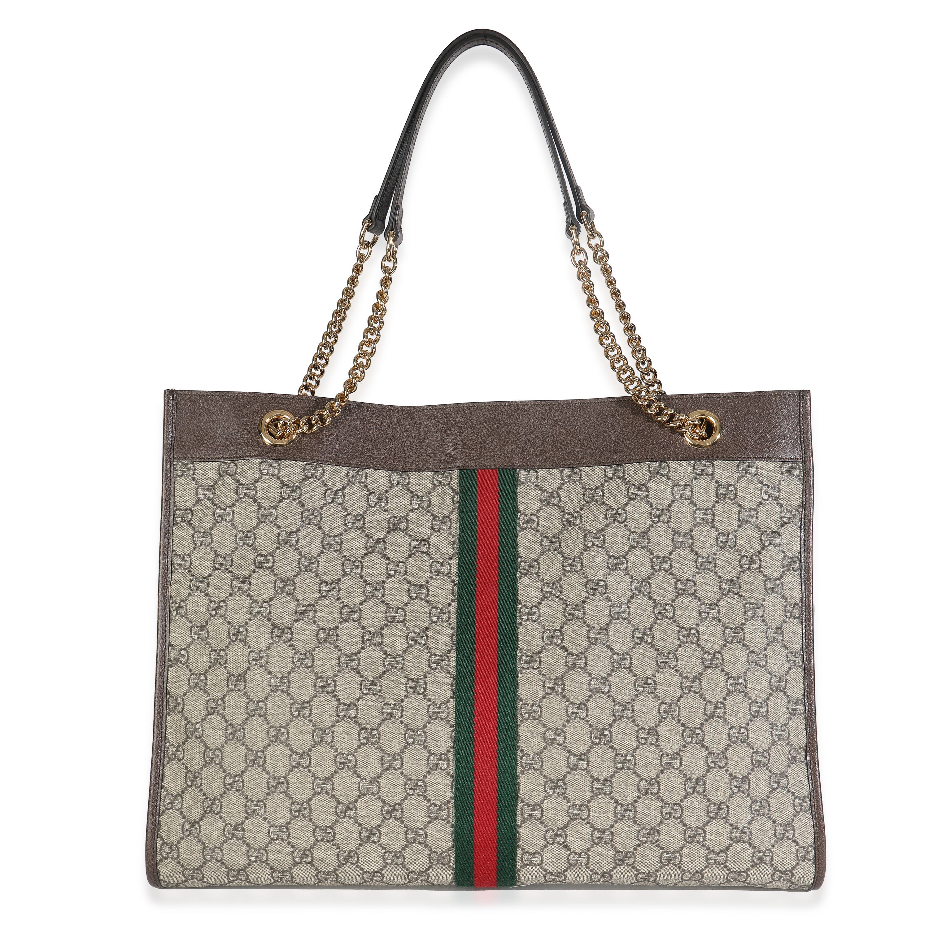 Beige New Acero GG Supreme Canvas Large Rajah Chain Tote - Image 4