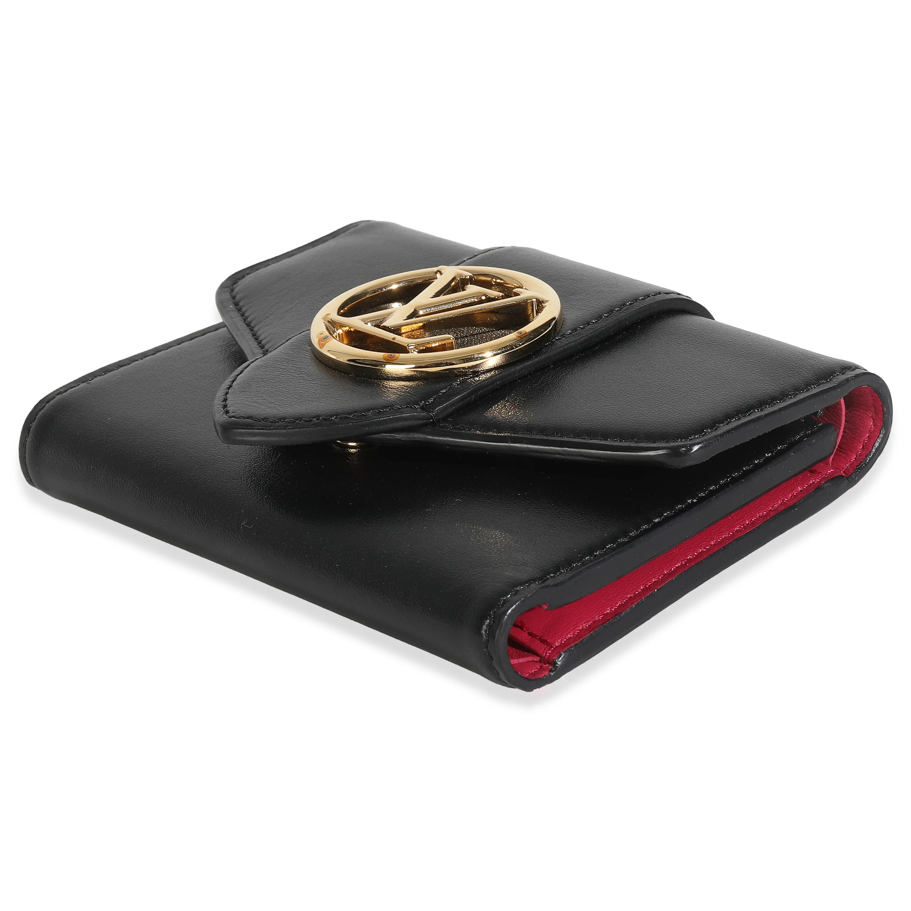 Black Smooth Calfskin LV Pont 9 Compact Wallet - Image 6