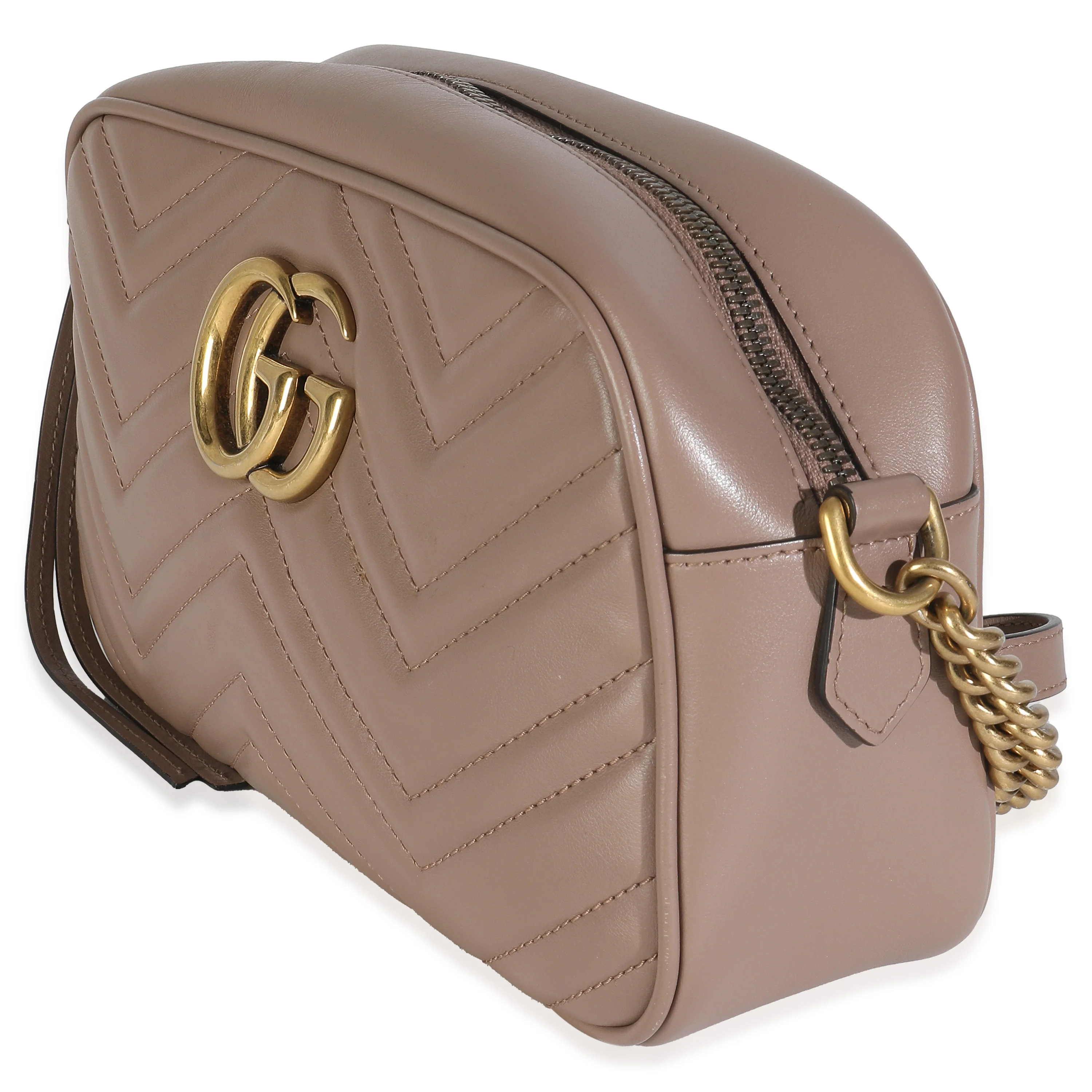 Taupe Calfskin Matelasse Small GG Marmont Chain Shoulder Bag - Image 2