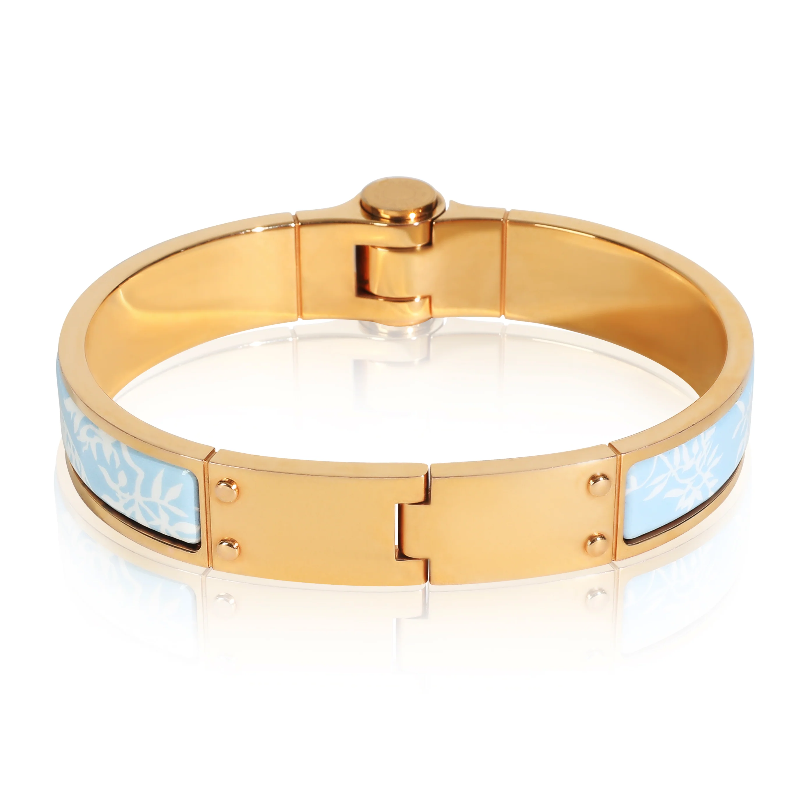 Gold-Plated Tendresse Feline Tattoo Hinged Narrow Enamel Bracelet - Image 3