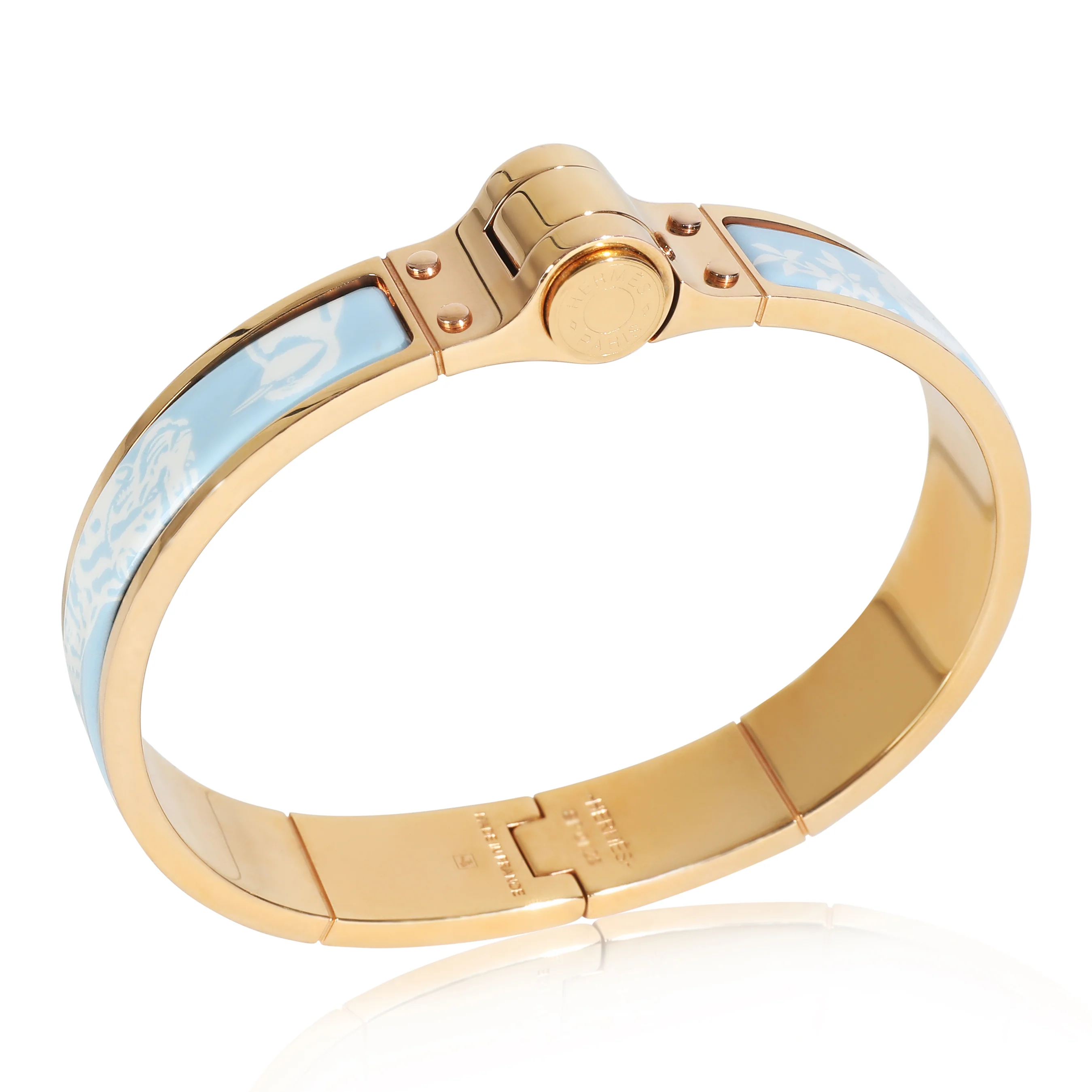 Gold-Plated Tendresse Feline Tattoo Hinged Narrow Enamel Bracelet - Image 4