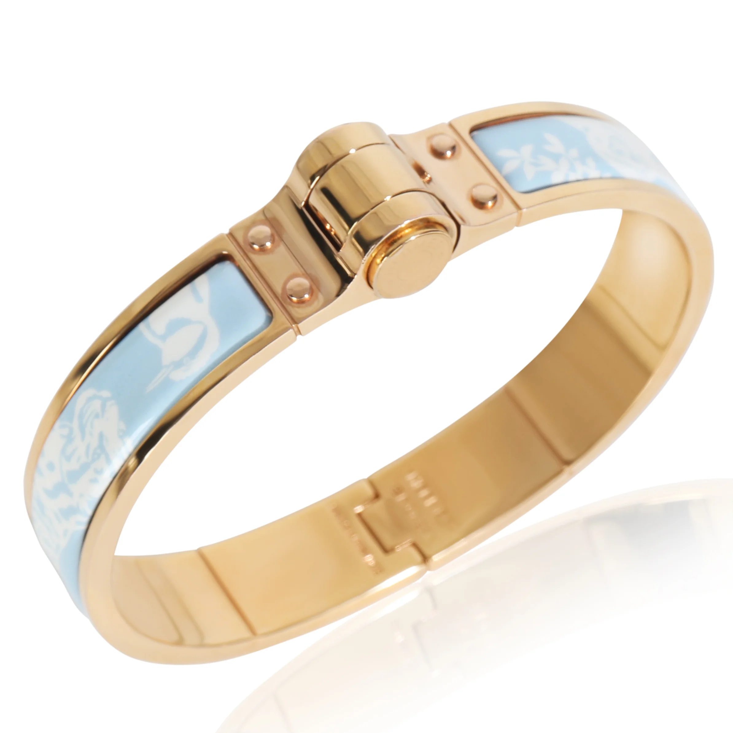 Gold-Plated Tendresse Feline Tattoo Hinged Narrow Enamel Bracelet - Image 6