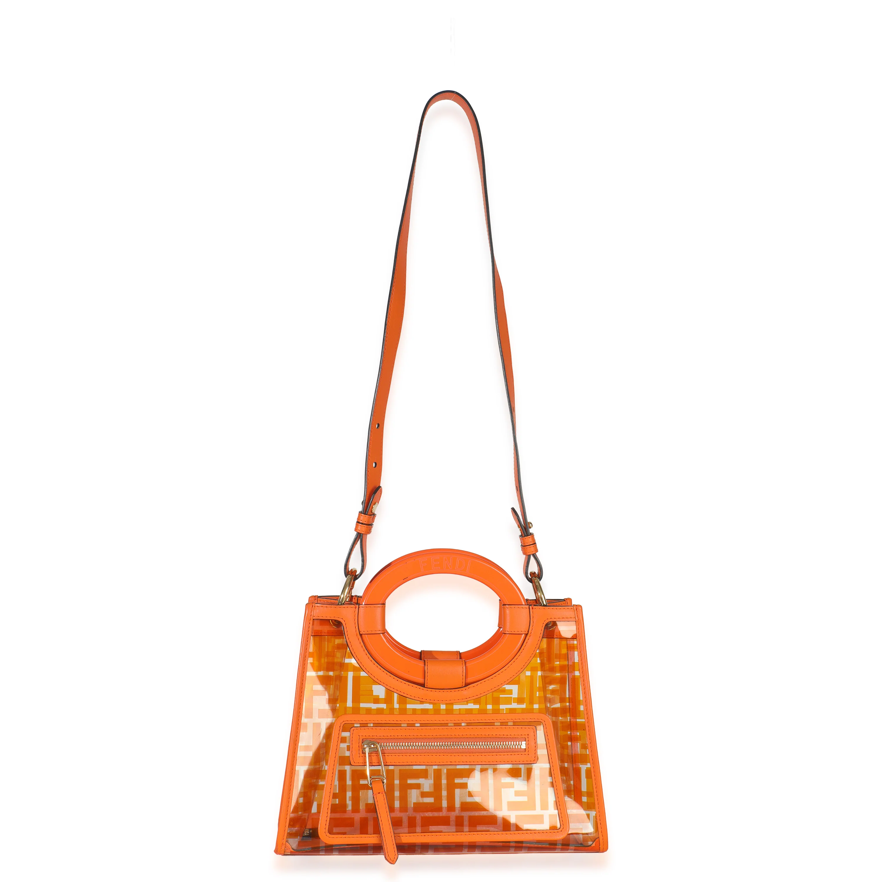Orange TPU FF Vitello Century Plexiglass Small Runaway Shopper Tote - Image 10