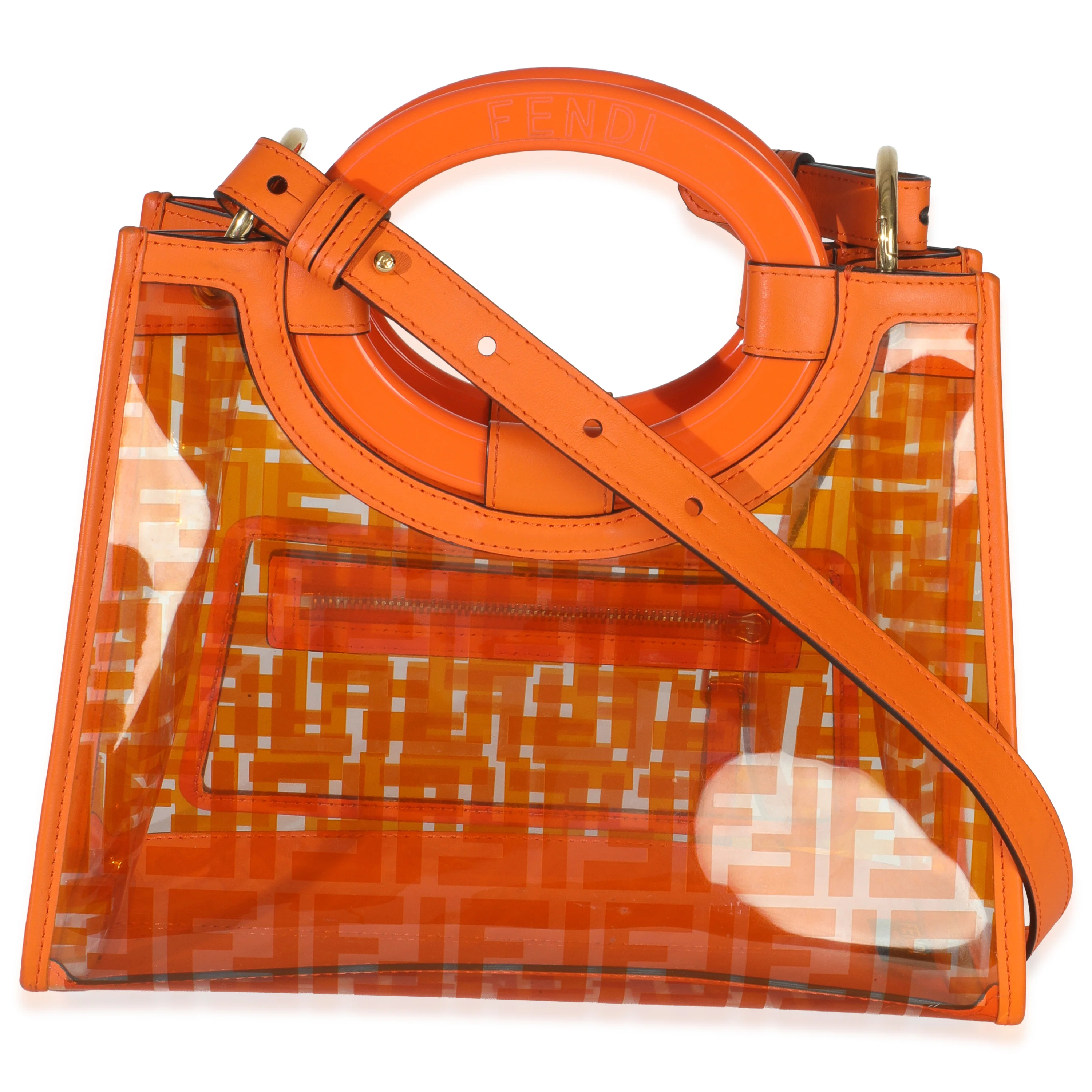 Orange TPU FF Vitello Century Plexiglass Small Runaway Shopper Tote - Image 8