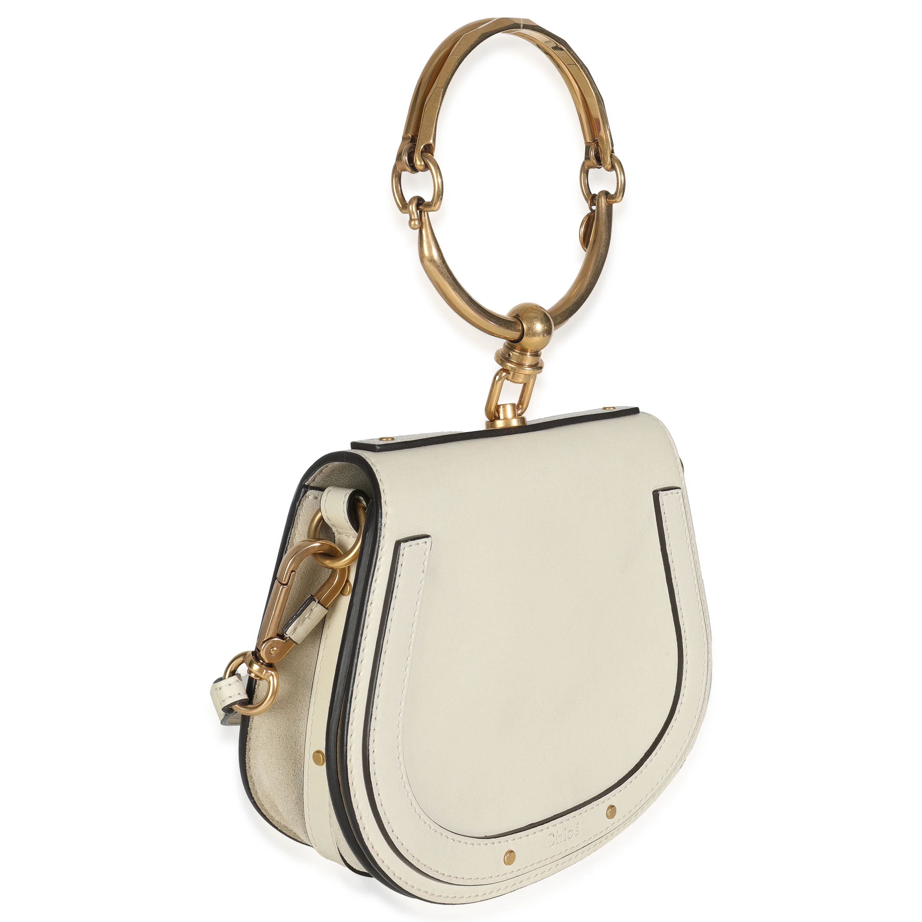 Chloe White Leather Small Nile Bracelet Bag - Image 2