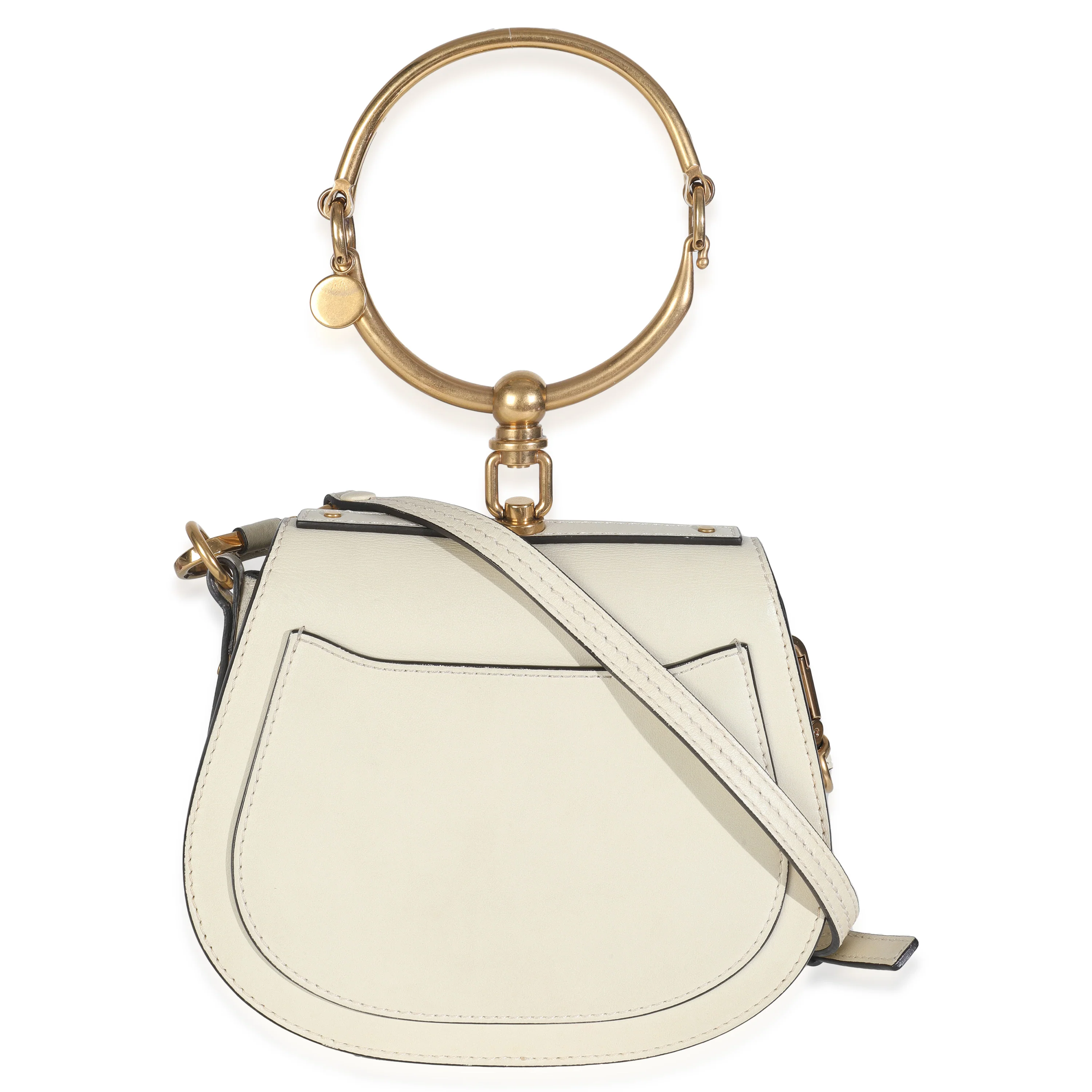 Chloe White Leather Small Nile Bracelet Bag - Image 3