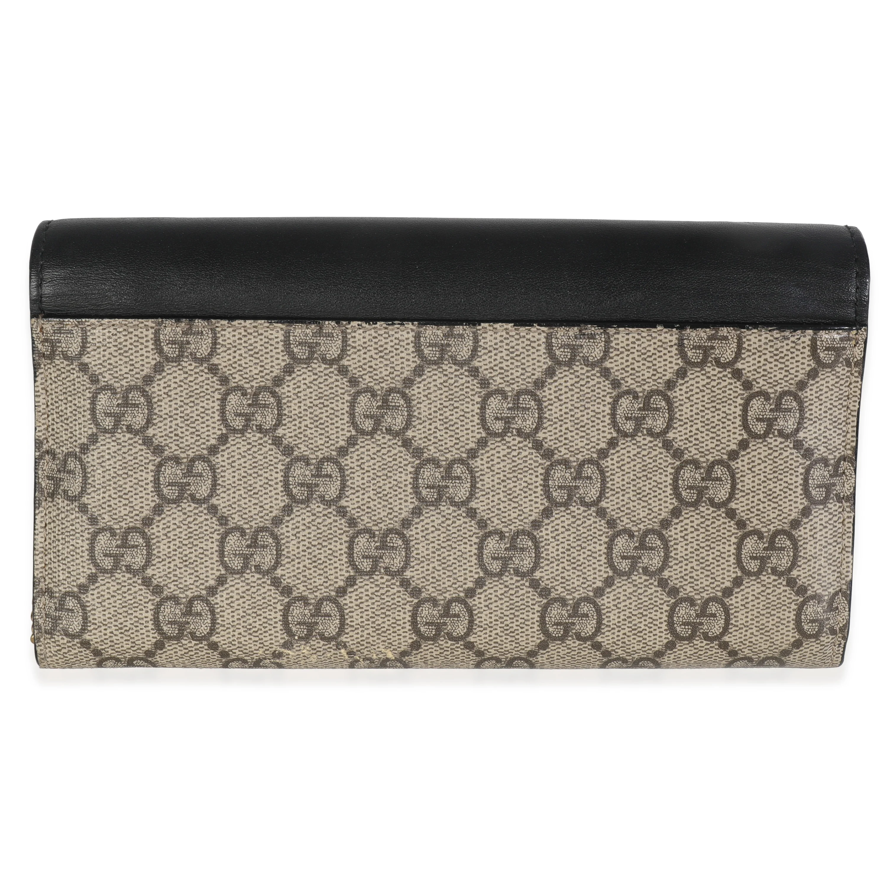 Beige GG Supreme Monogram Moon Calfskin Padlock Continental Chain Wallet - Image 4