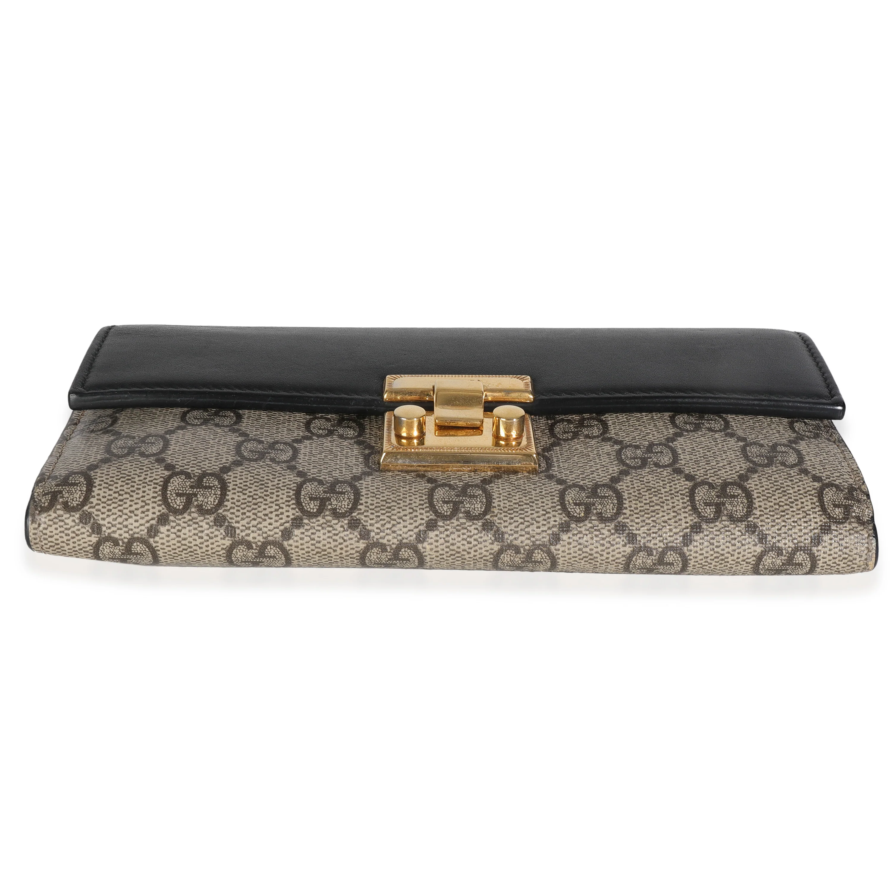 Beige GG Supreme Monogram Moon Calfskin Padlock Continental Chain Wallet - Image 5