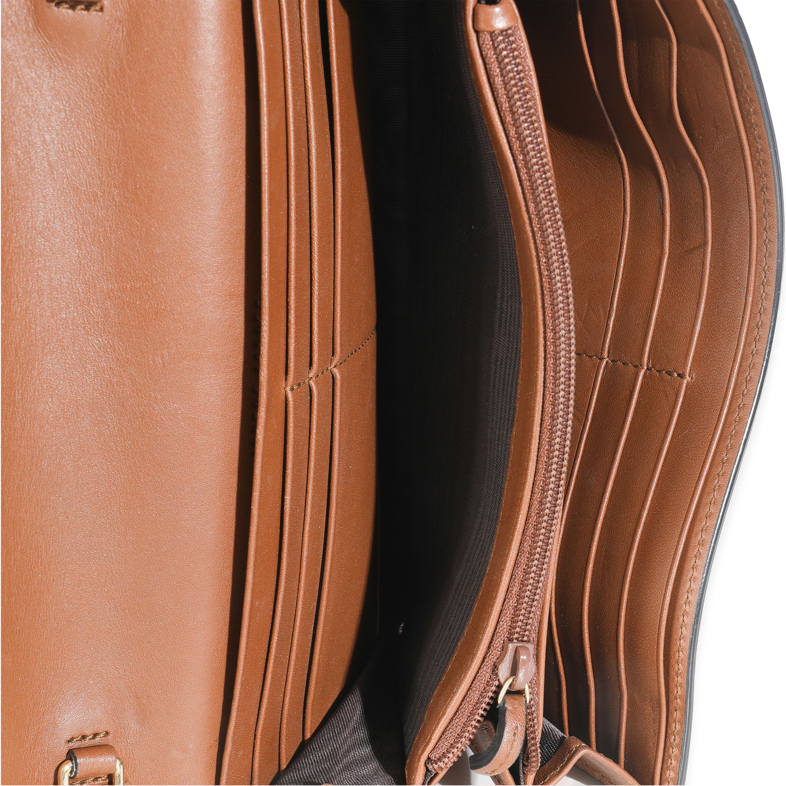 Beige GG Supreme Monogram Moon Calfskin Padlock Continental Chain Wallet - Image 9