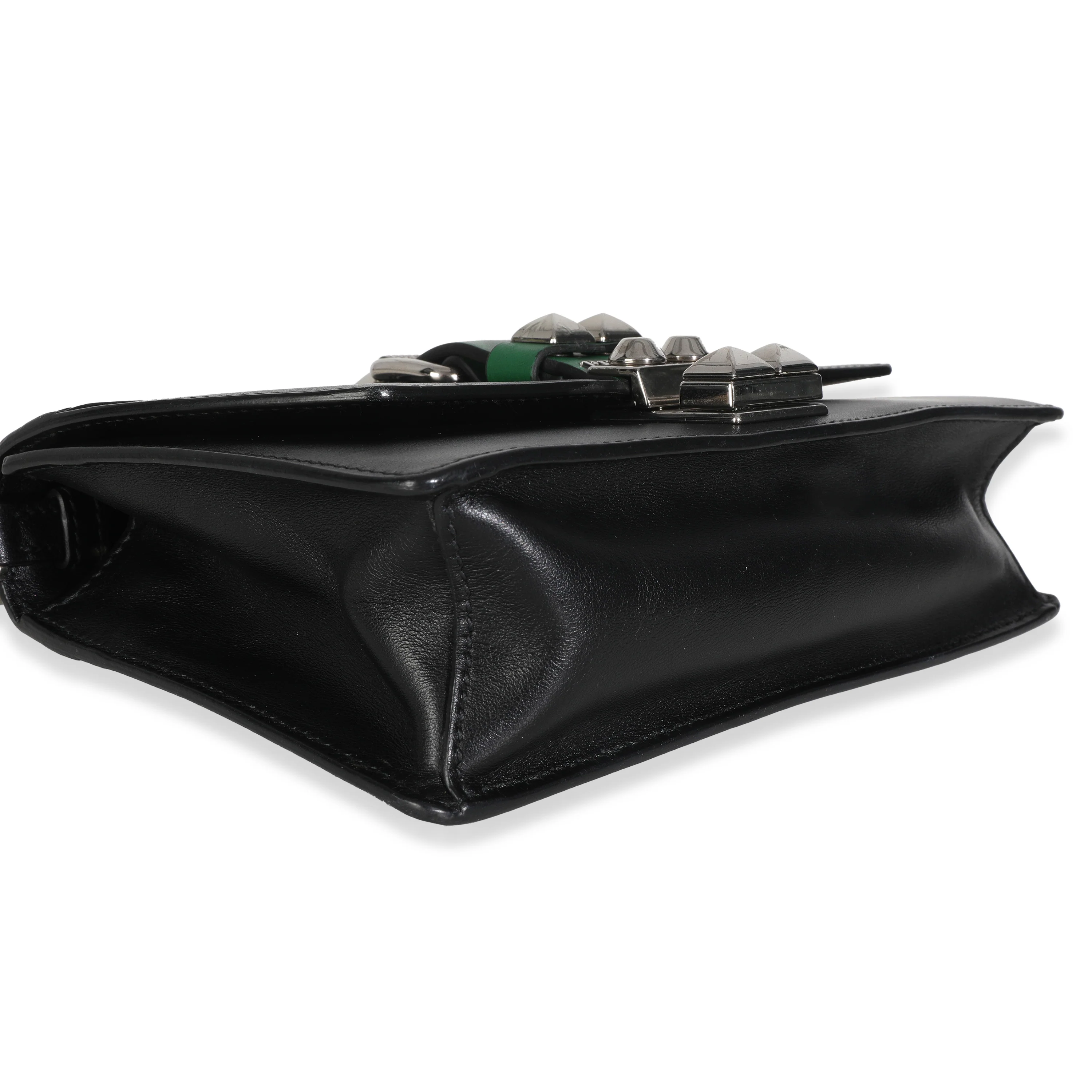 Black Saffiano City Calfskin Studded Small Elektra Shoulder Bag - Image 6